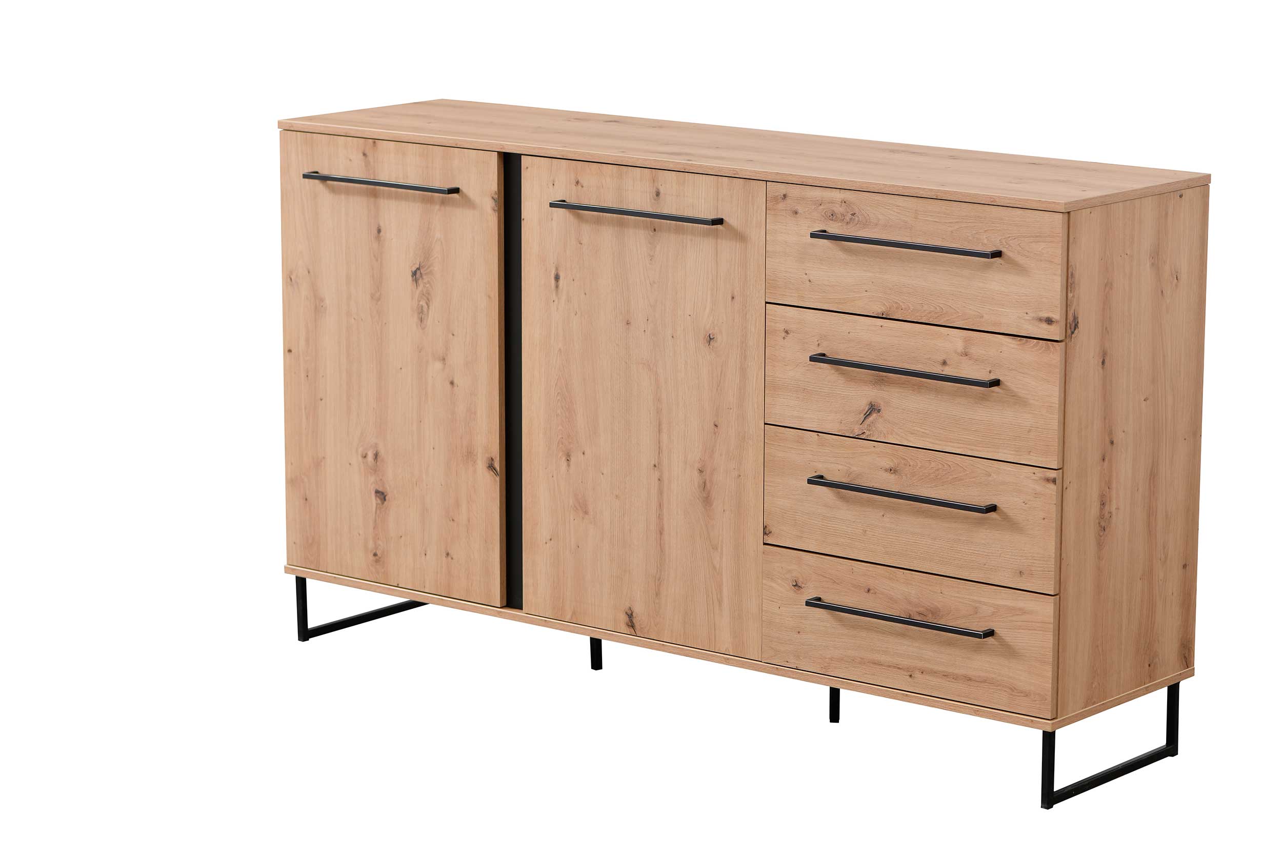 Bahut Hoggas 159cm 4 portes & 2 tiroirs - chêne - Image 5