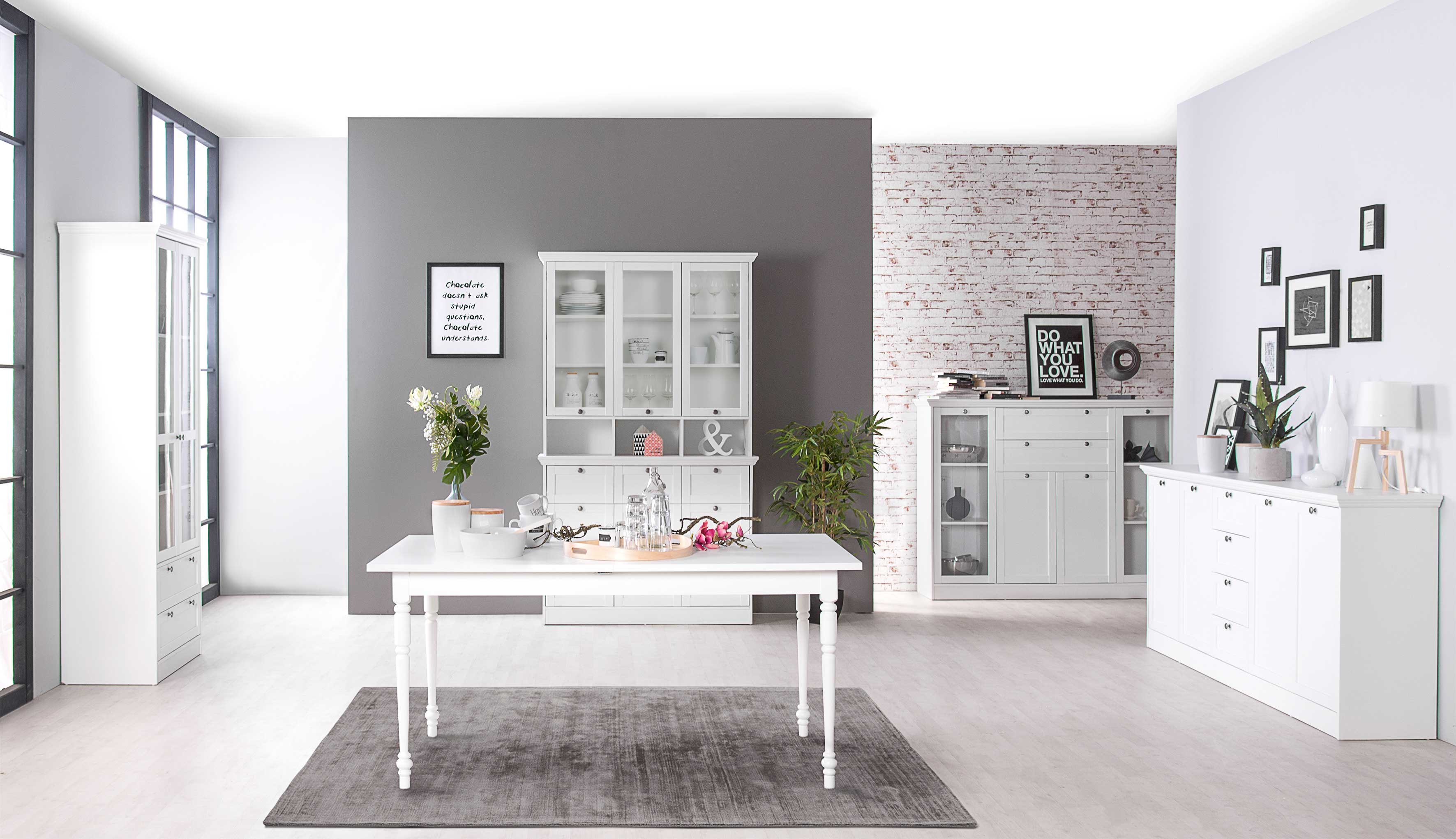 Bahut Landwood 200cm 4 portes & tiroirs - blanc - Image 3