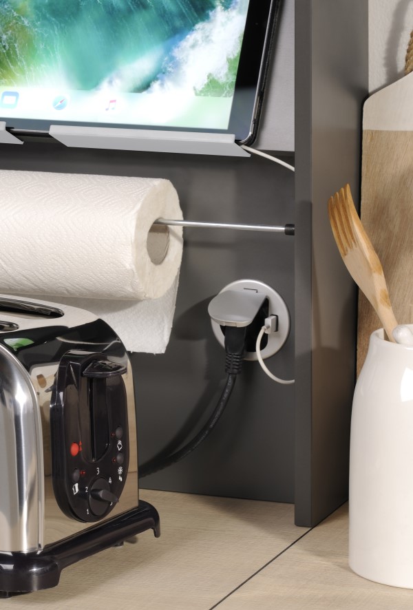 Bahut Moove 118cm, 3 étagères et porte-rouleau de cuisine - anthracite - Image 3