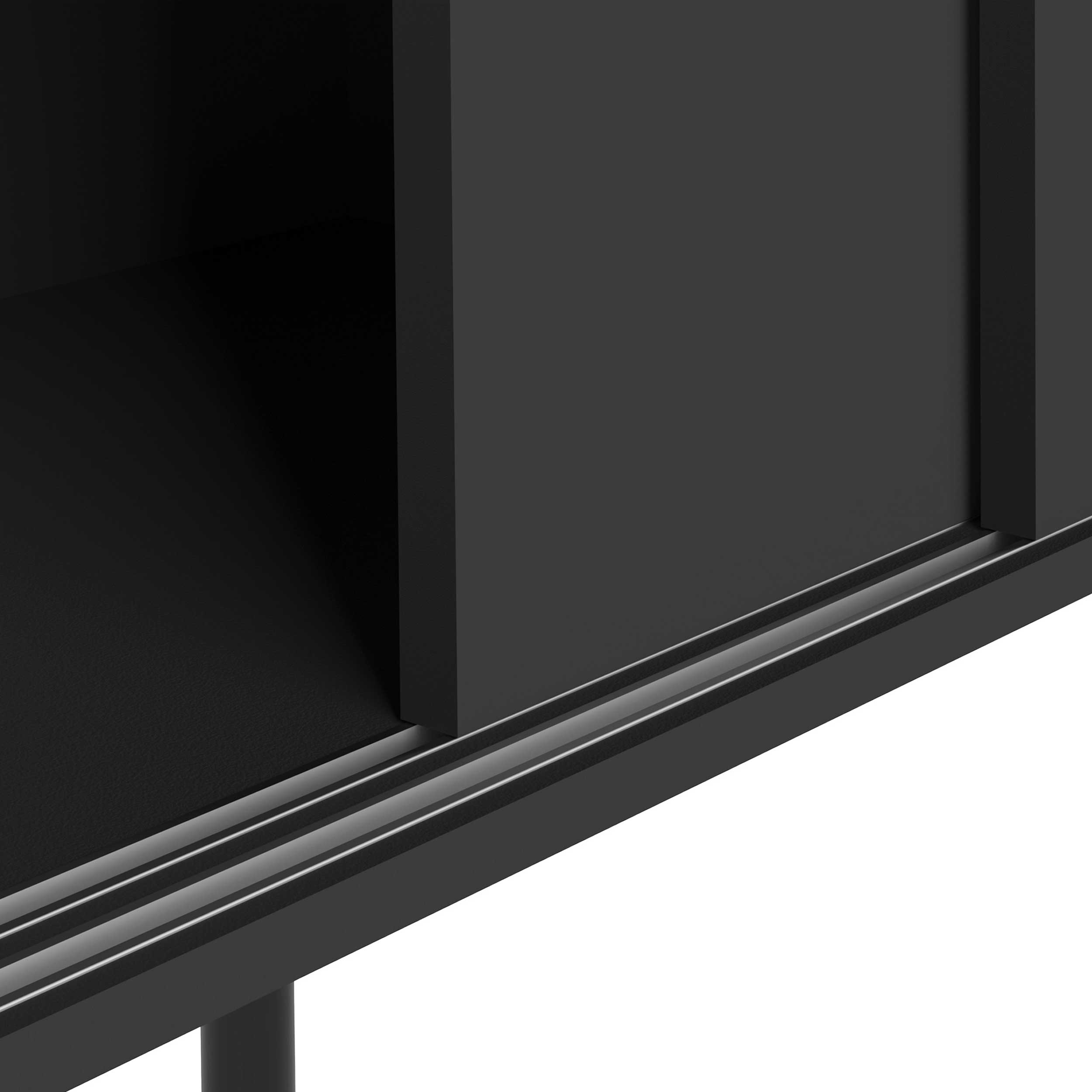 Bahut Poss 148cm à 3 portes - noir/chêne - Image 4