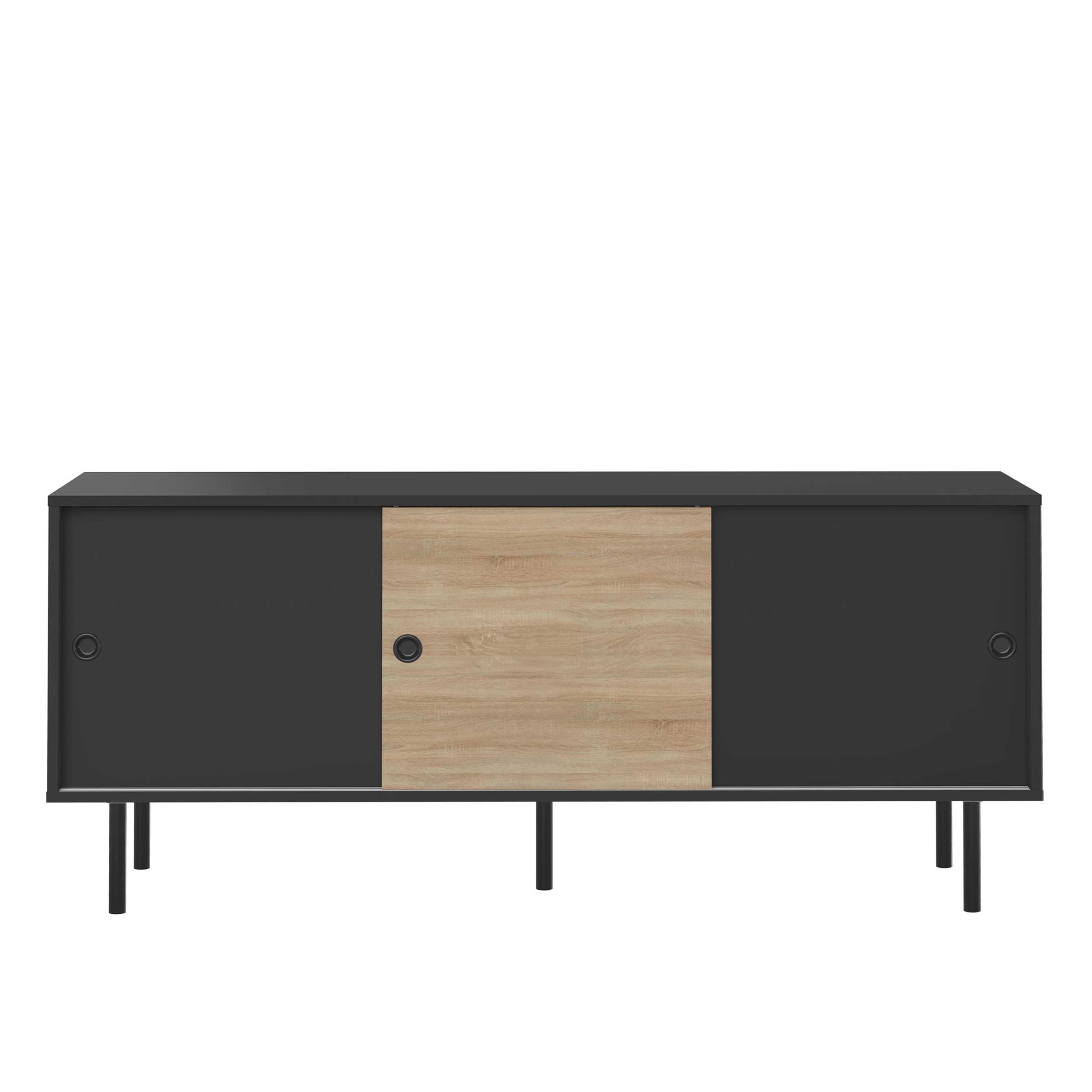 Bahut Poss 148cm à 3 portes - noir/chêne - Image 8