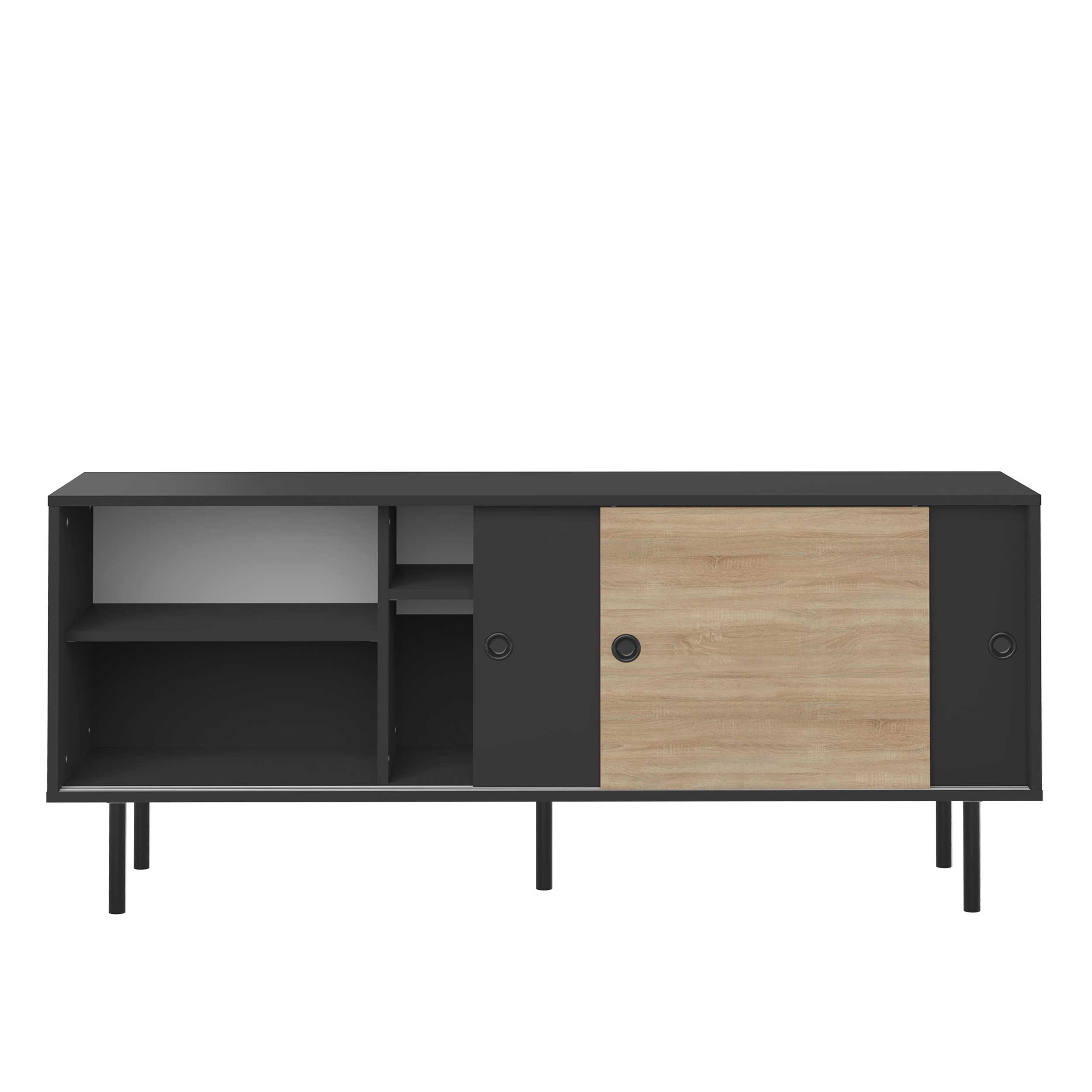 Bahut Poss 148cm à 3 portes - noir/chêne - Image 9