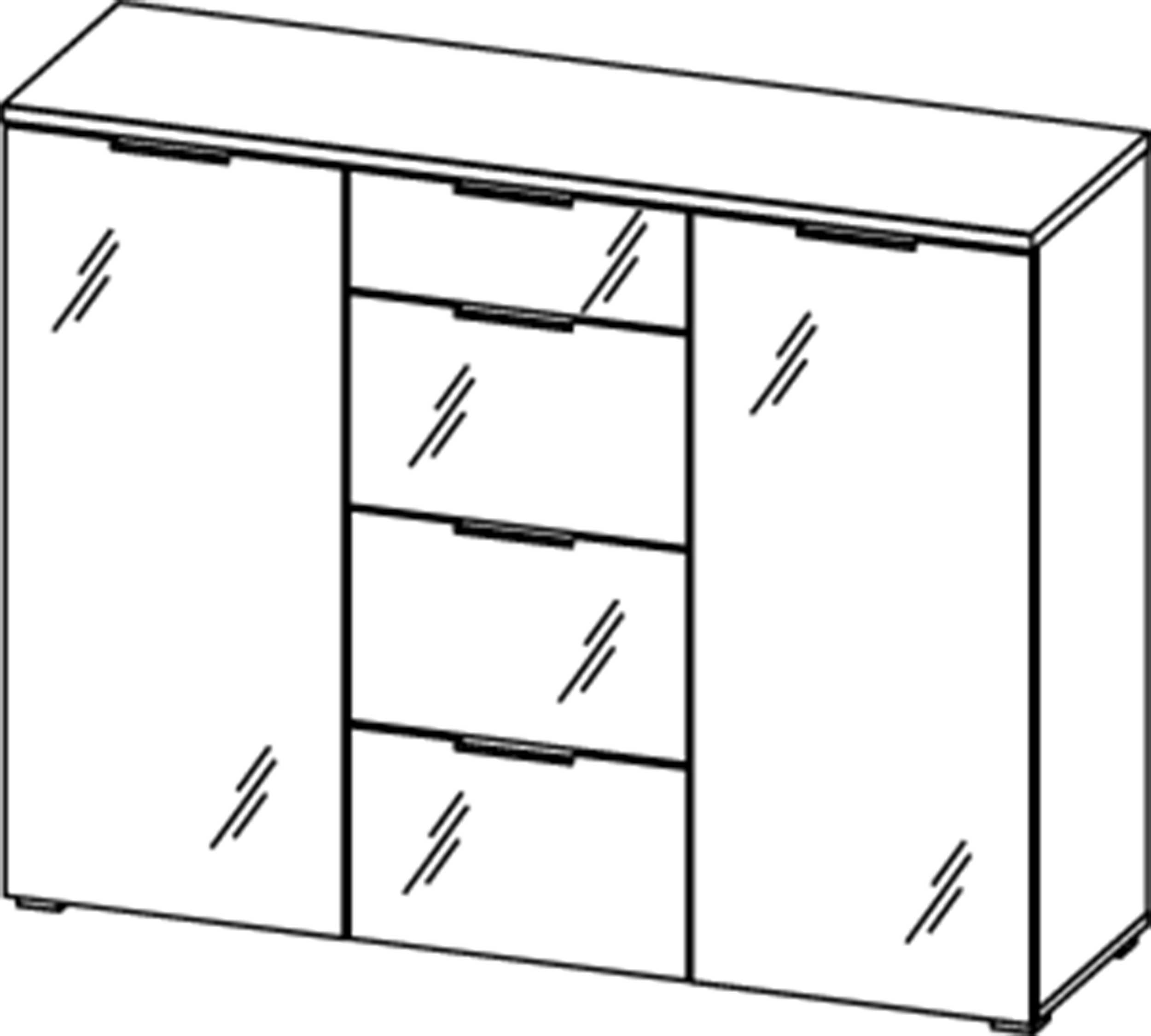Bahut Tille 134cm avec 2 portes & 4 tiroirs - blanc/chêne - Image 3