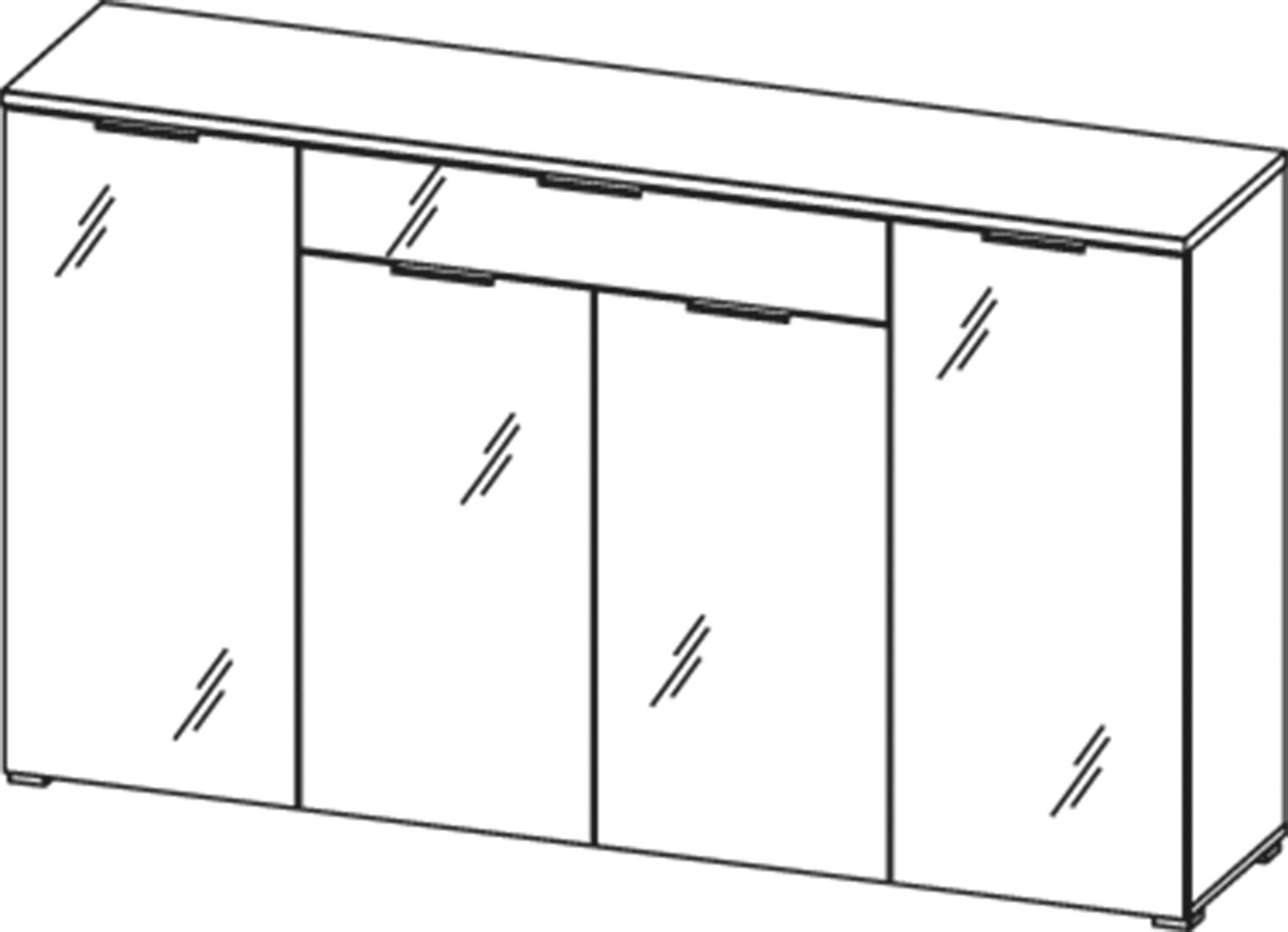Bahut Tille 179 cm avec 4 portes & 1 tiroir - blanc/chêne - Image 2