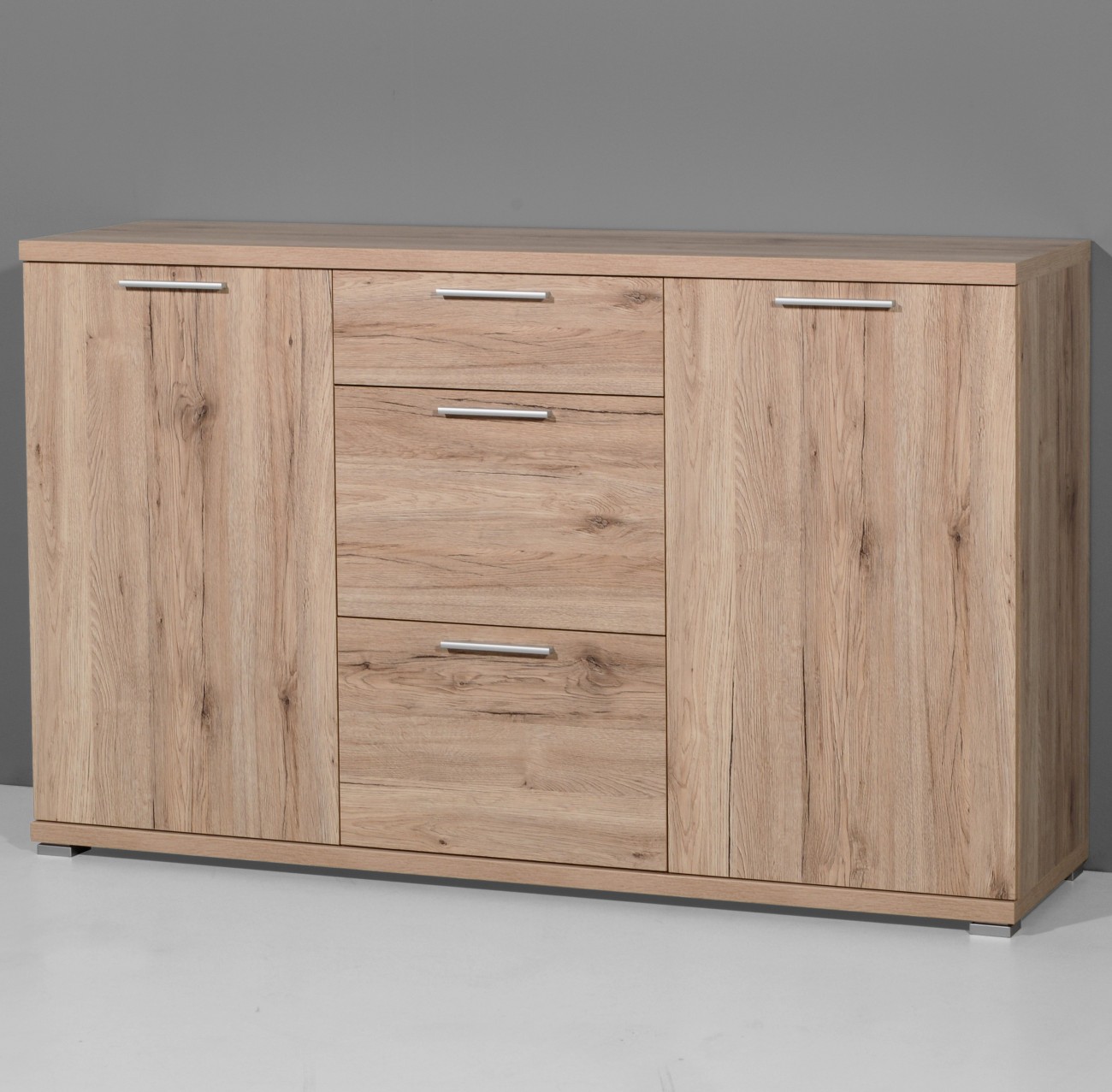 Bahut Tosun 144cm avec 2 portes & 3 tiroirs - chêne