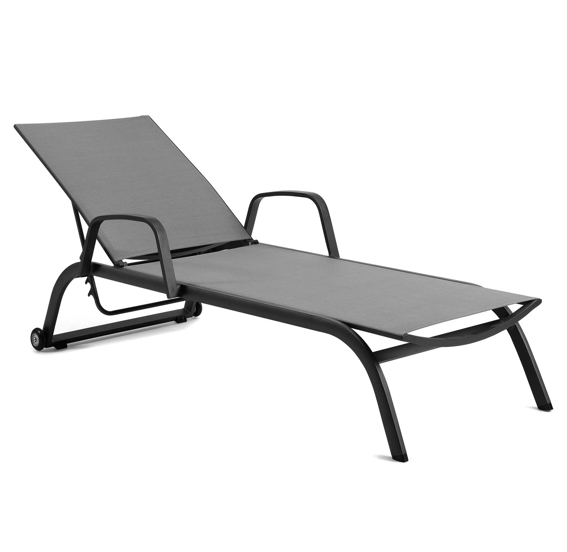 Bain de soleil avec accoudoir Ebru - anthracite/gris argenté