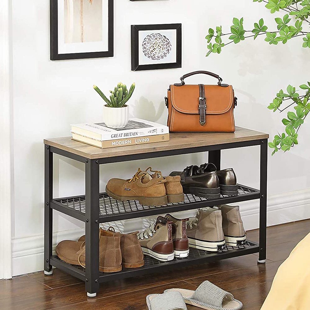 Banc à chaussures Bill 2 tablettes - greige/noir - Image 1