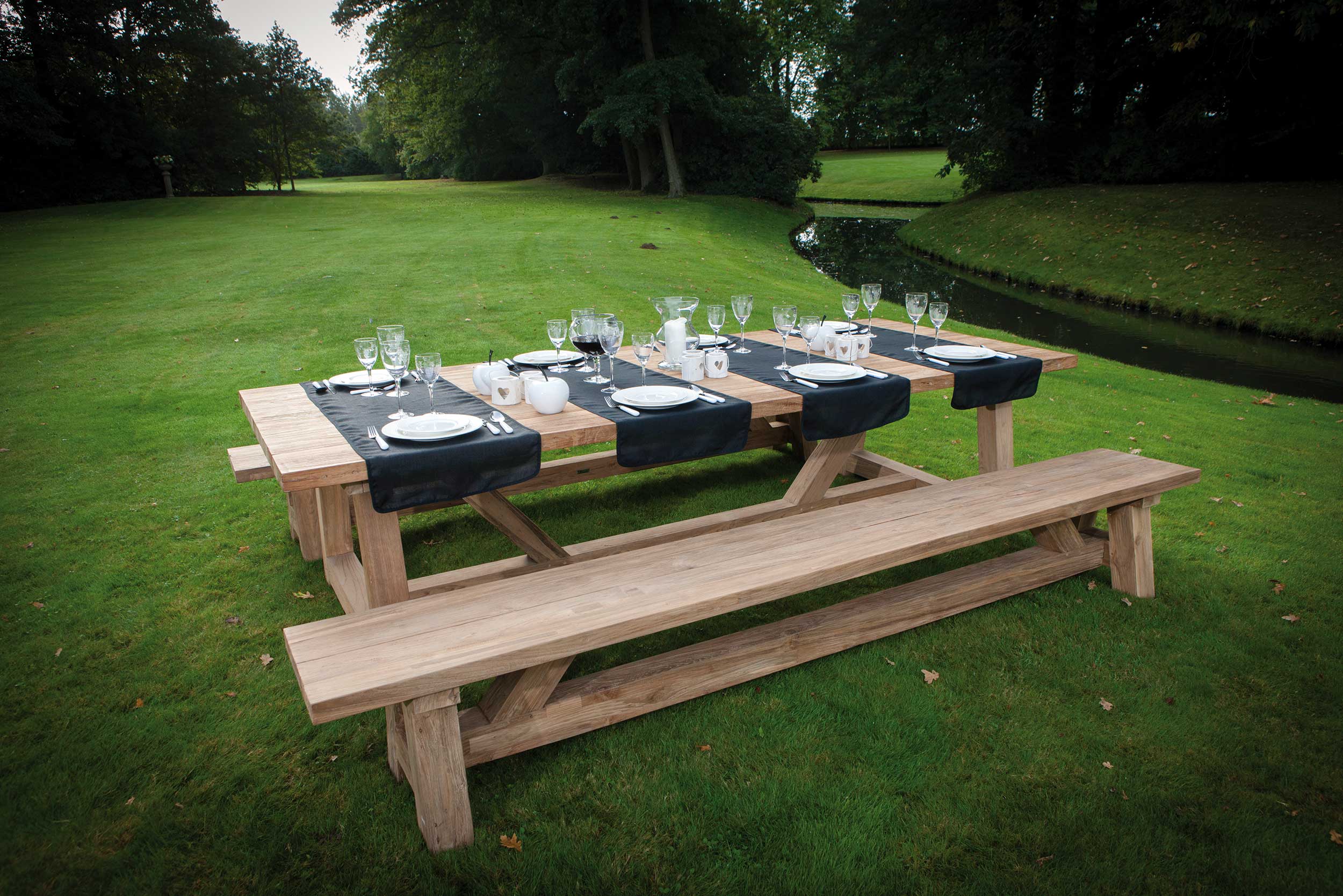 Banc de jardin Broome 300x40x45cm - teck - Image 2