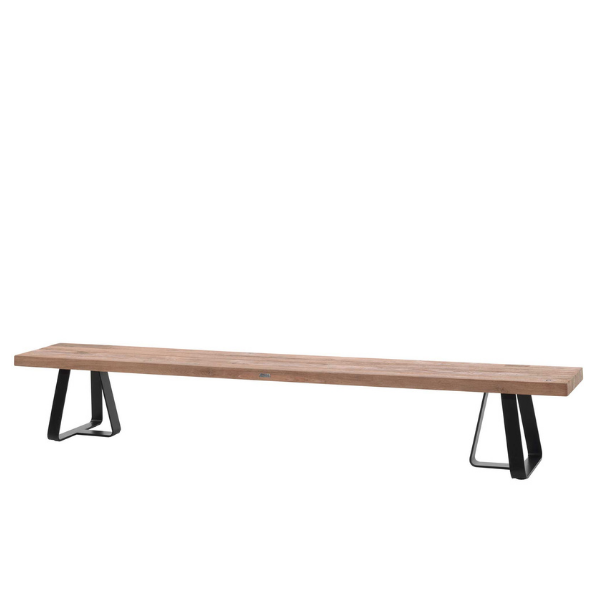 Banc de jardin Margarite 250cm fer - bois teck/noir - Image 1