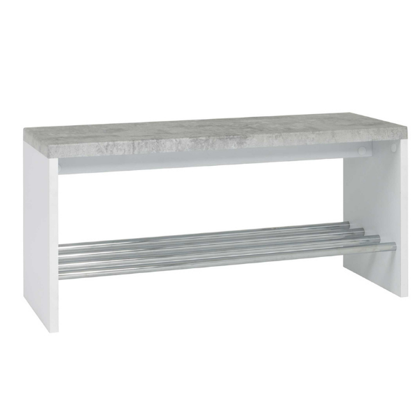 Banc Tillio 81cm, 1 étagère - chrome/décor en béton