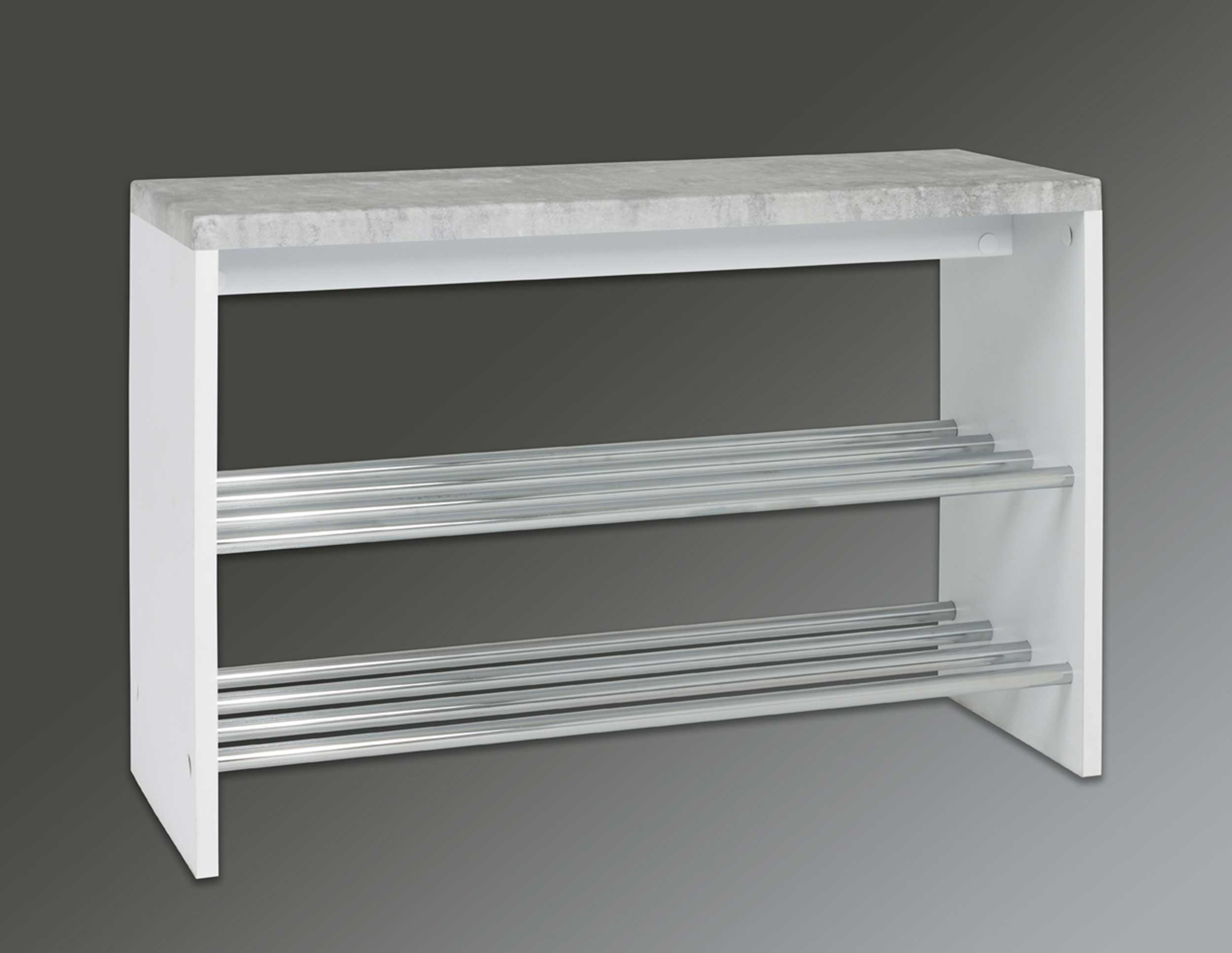 Banc Tillio 81cm, 2 étagères - chrome/décor en béton - Image 3