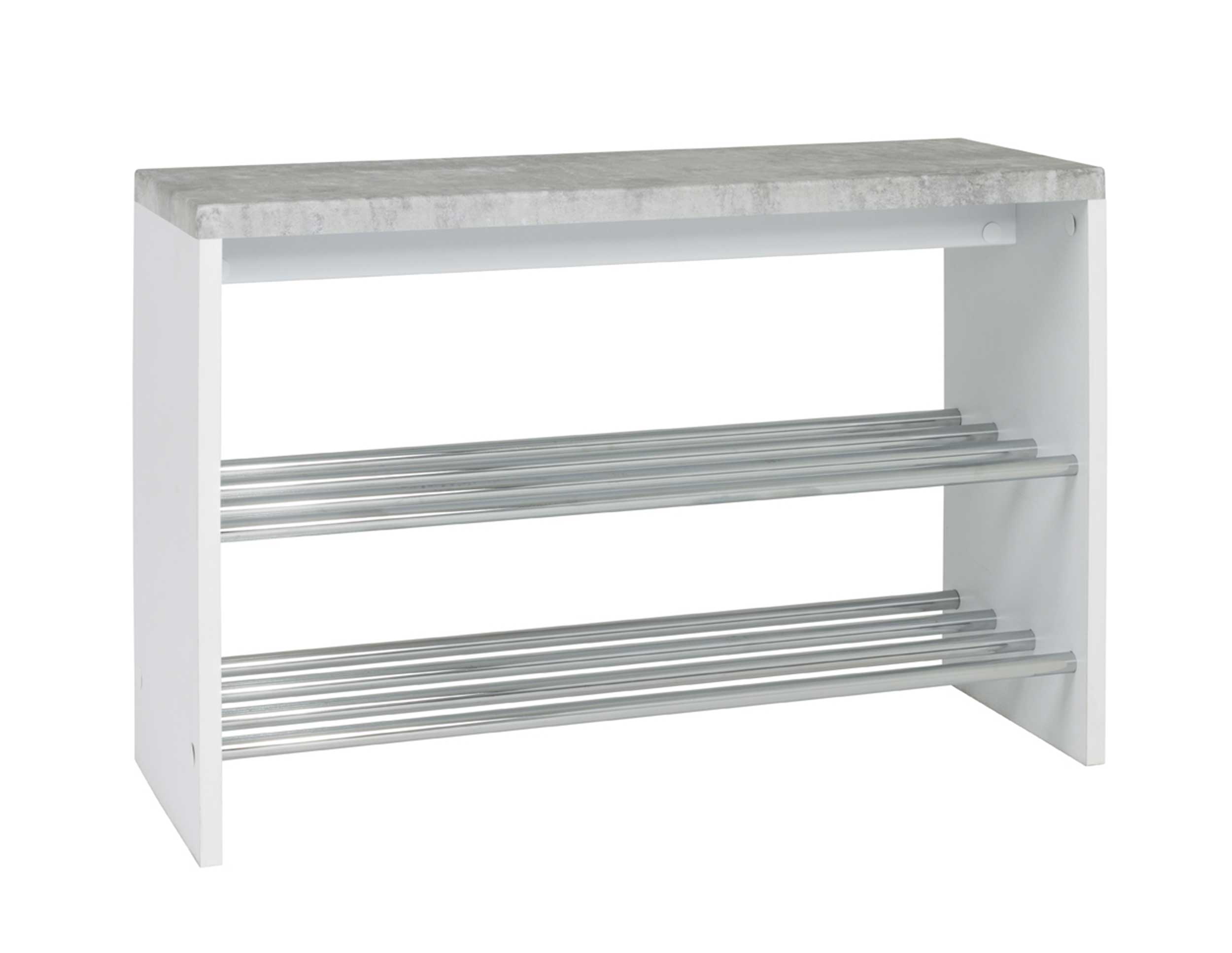 Banc Tillio 81cm, 2 étagères - chrome/décor en béton - Image 1