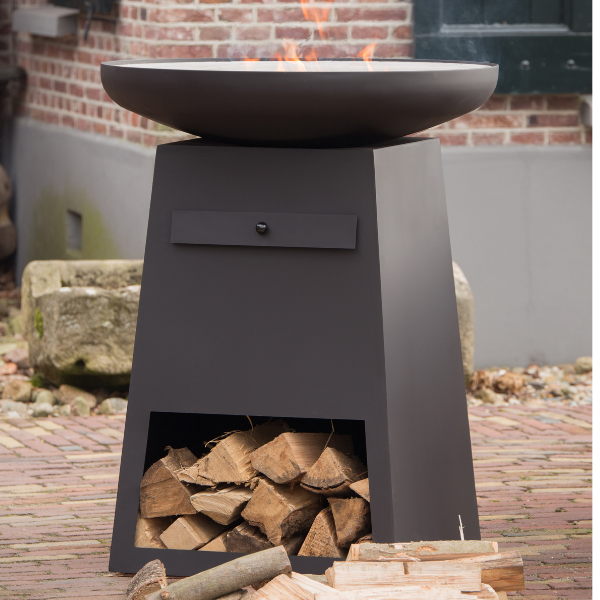Barbecue avec rangement pour le bois Oryx acier - noir