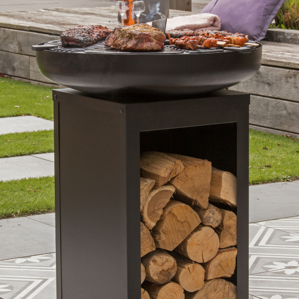 Barbecue Pallas avec rangement pour le bois et planche en fonte - noir - Image 3