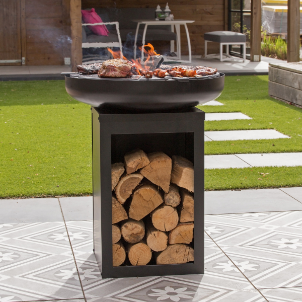 Barbecue Pallas avec rangement pour le bois et planche en fonte - noir - Image 5