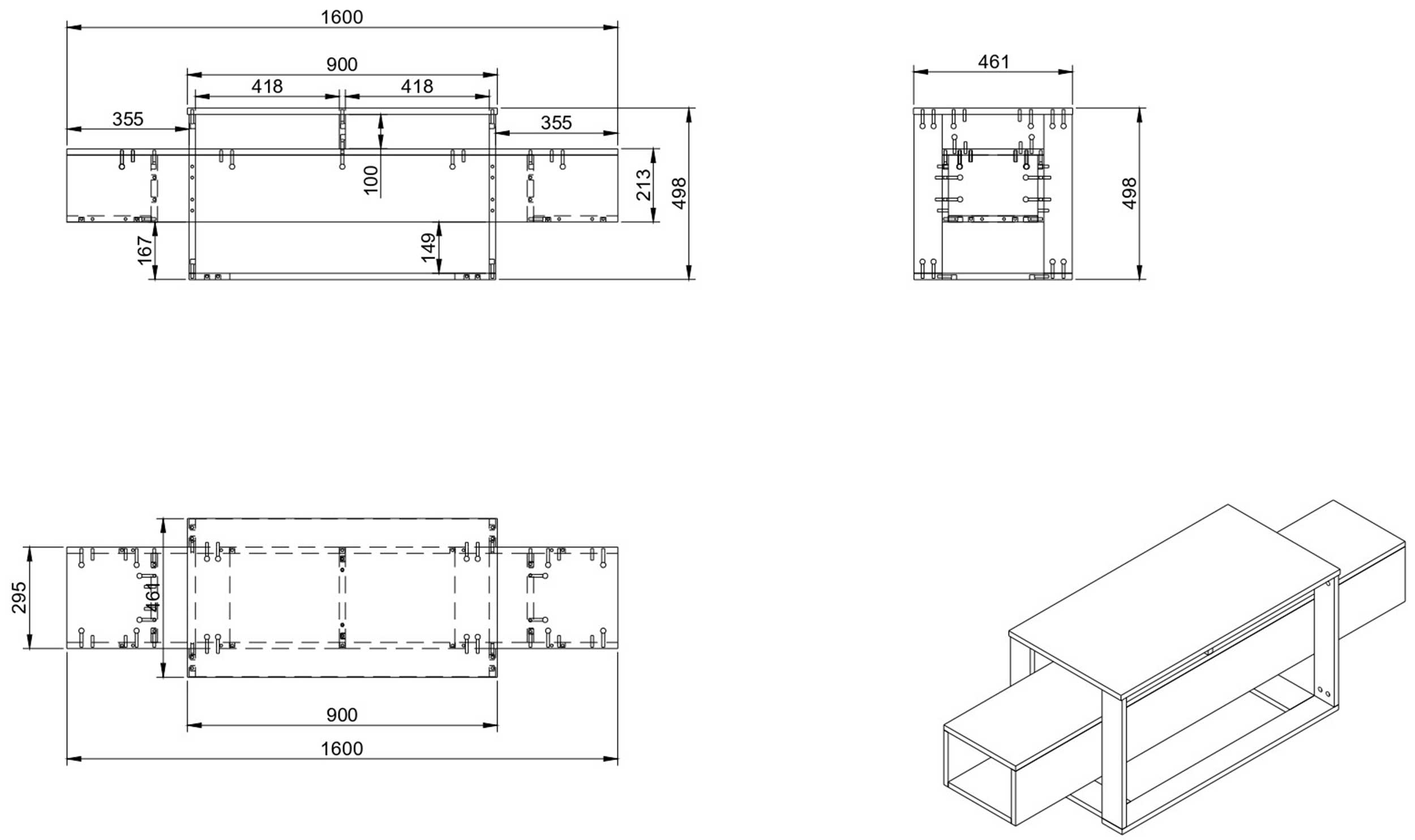 Bianco Meuble TV | 100 % MÉLAMINE | Noir, Or - Image 2