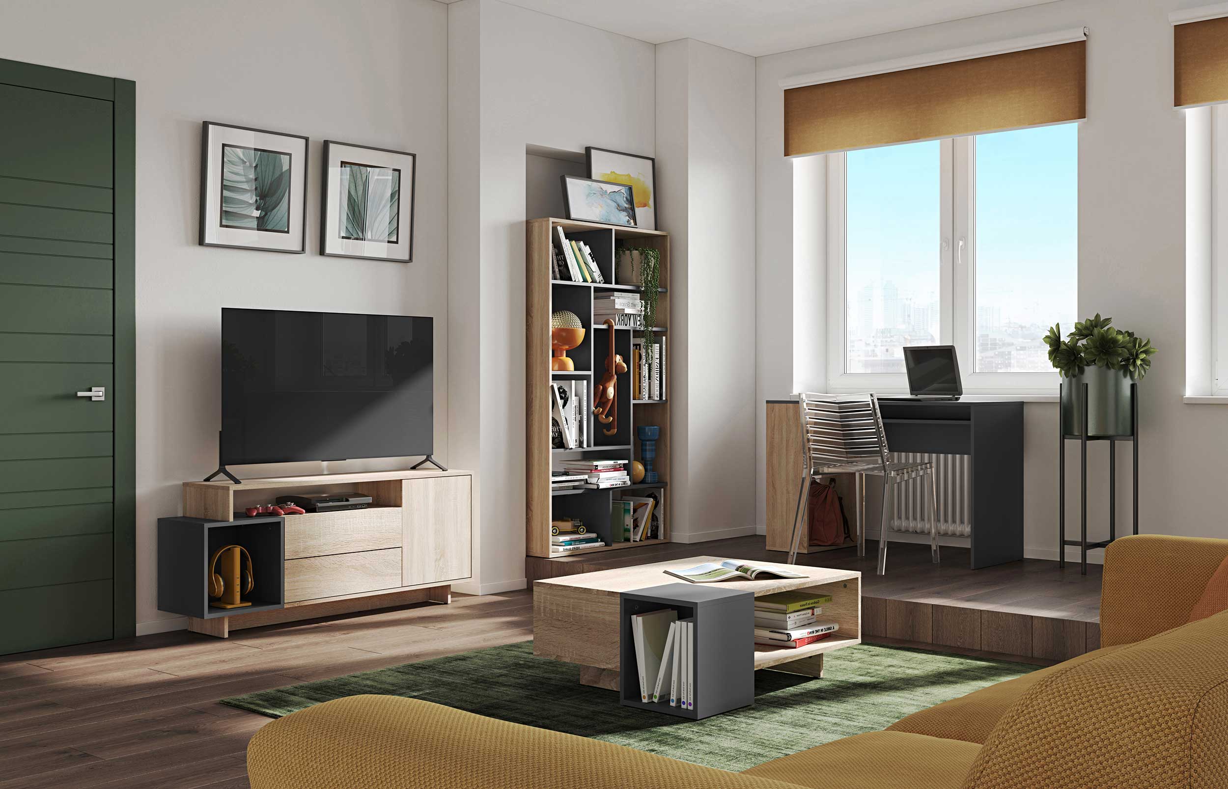 Bibliothèque Bangkok - chêne/noir - Image 9