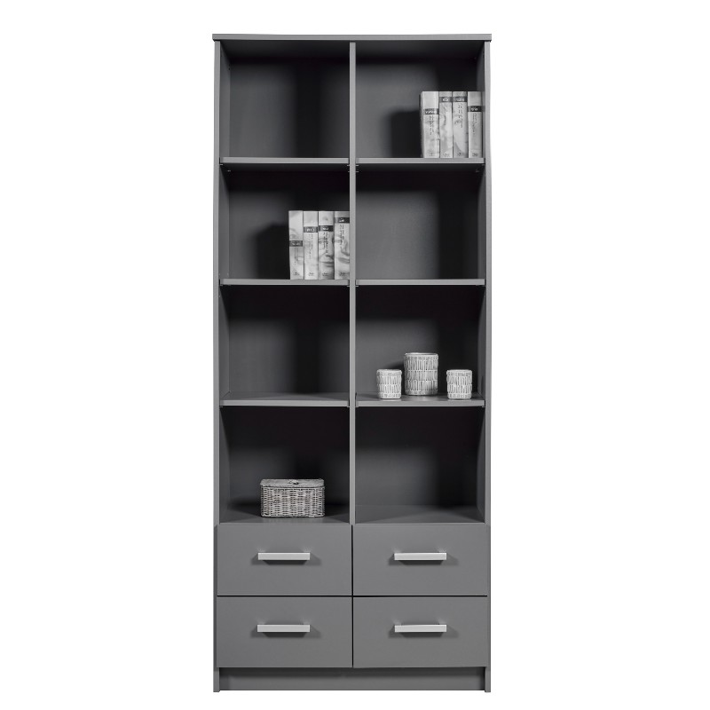 Bibliothèque Eden 81cm 4 tiroirs - gris graphite - Image 7
