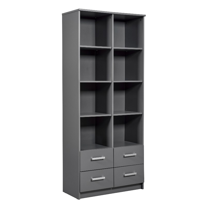 Bibliothèque Eden 81cm 4 tiroirs - gris graphite - Image 9