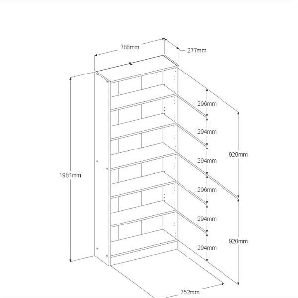 Bibliothèque Hobby 198cm-5 étagères-blanc - Image 2
