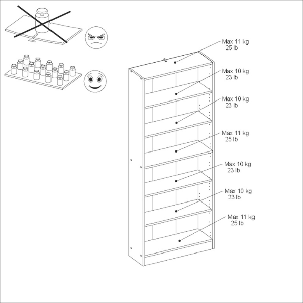 Bibliothèque Hobby 198cm-5 étagères-blanc - Image 3