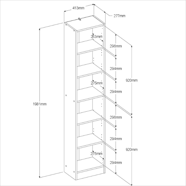Bibliothèque Hobby 41 cm de longueur-5 étagères-noir - Image 2