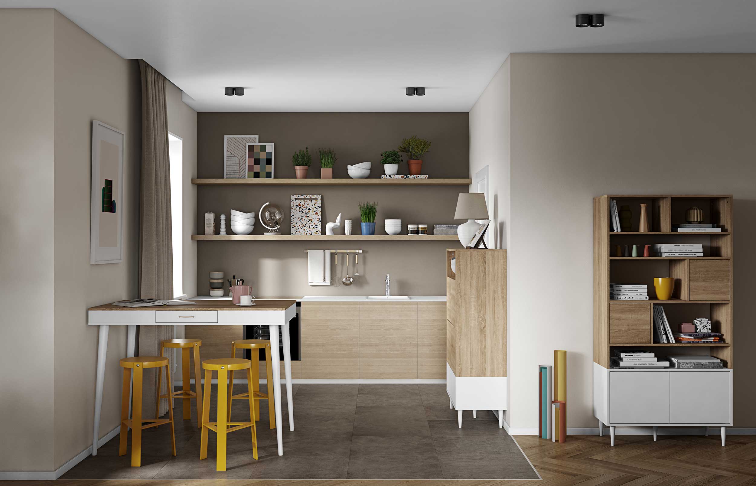 Bibliothèque Horizon grande - chêne/blanc - Image 12