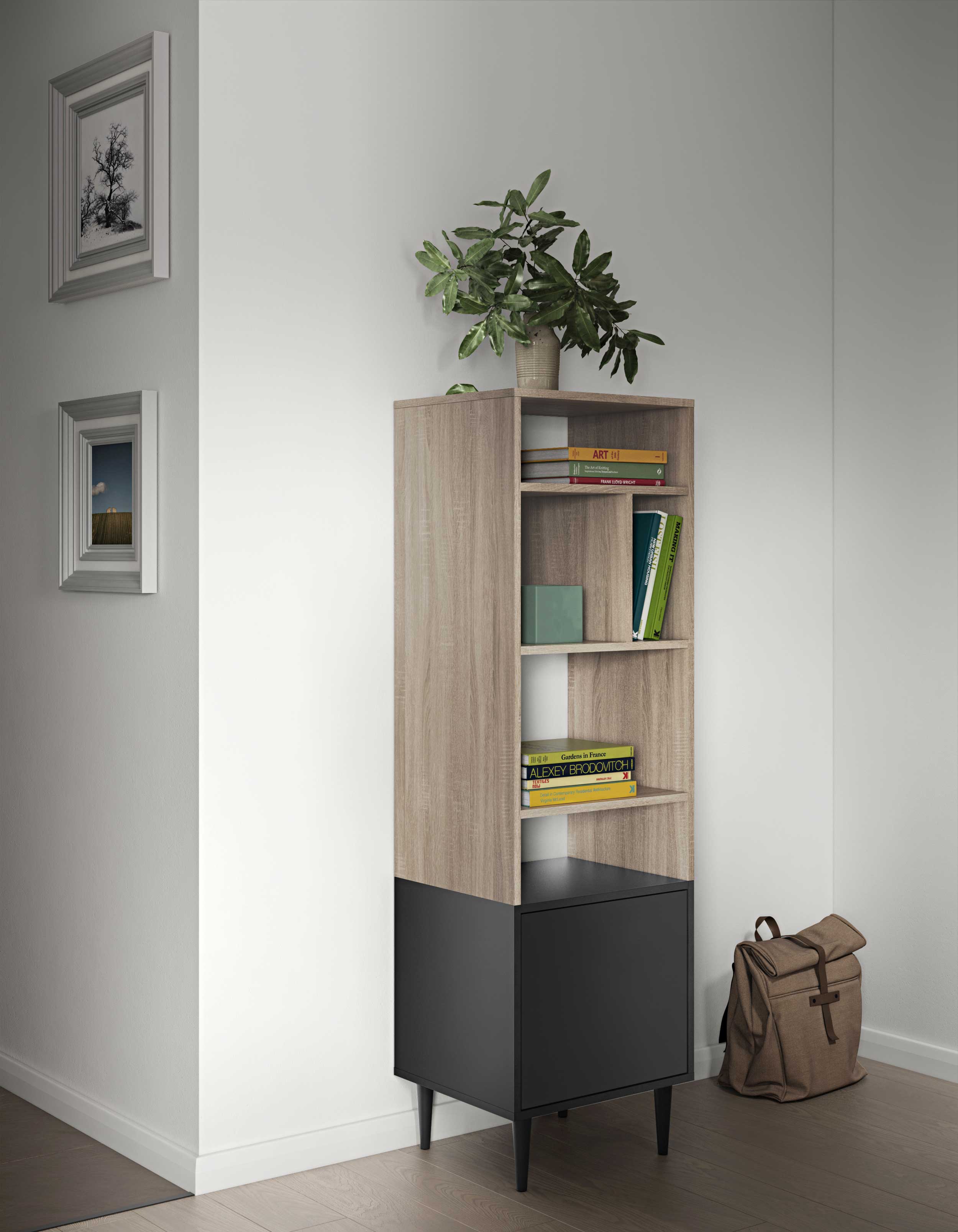 Bibliothèque Horizon petite - chêne/noir - Image 9