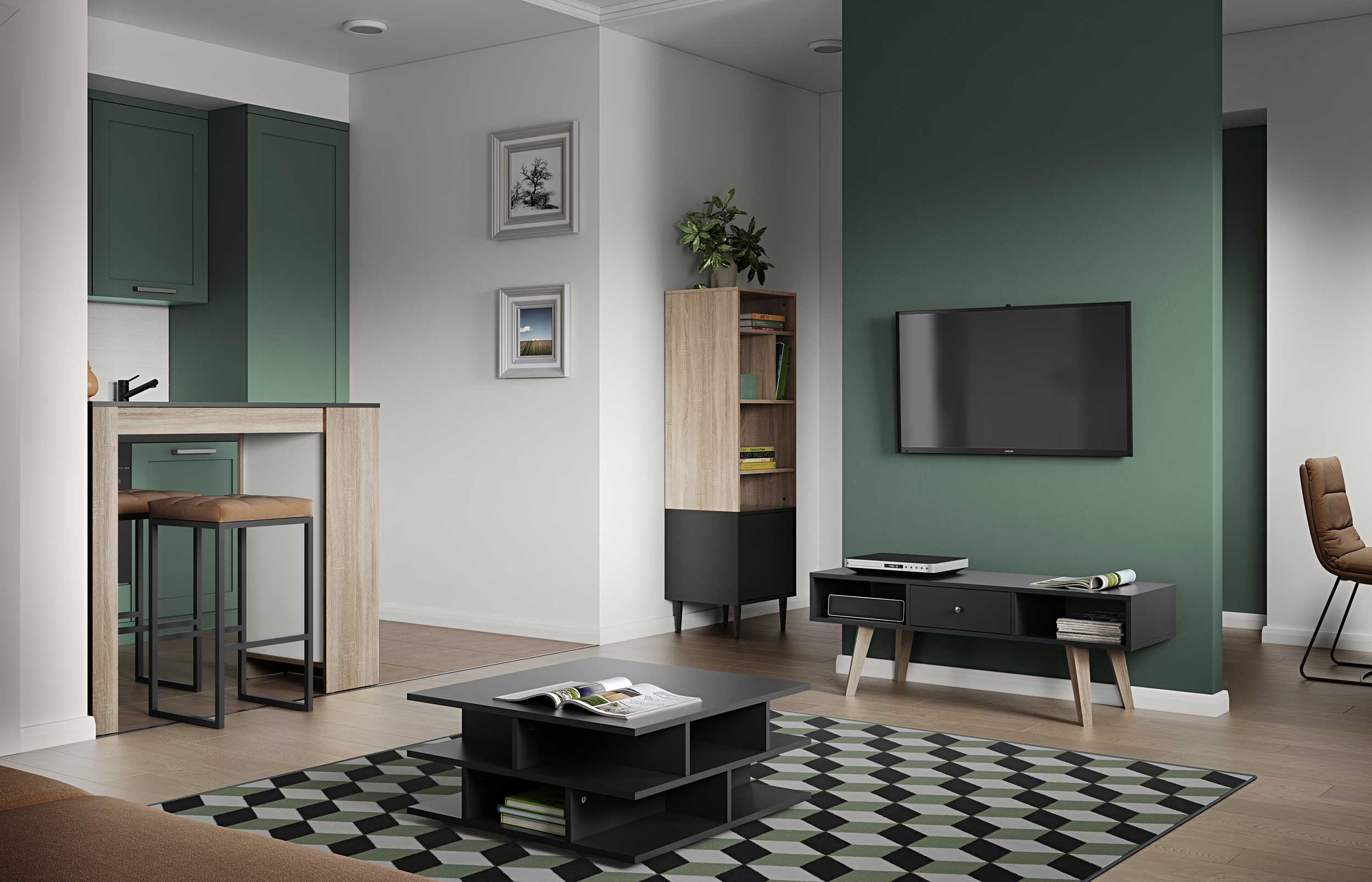 Bibliothèque Horizon petite - chêne/noir - Image 10