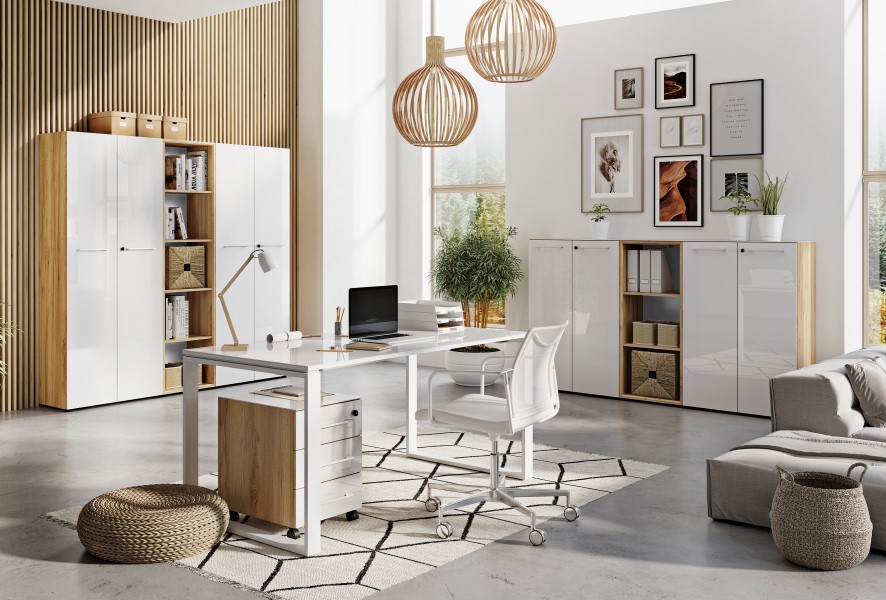 Bibliothèque Mouna 50cm - chêne/blanc - Image 2