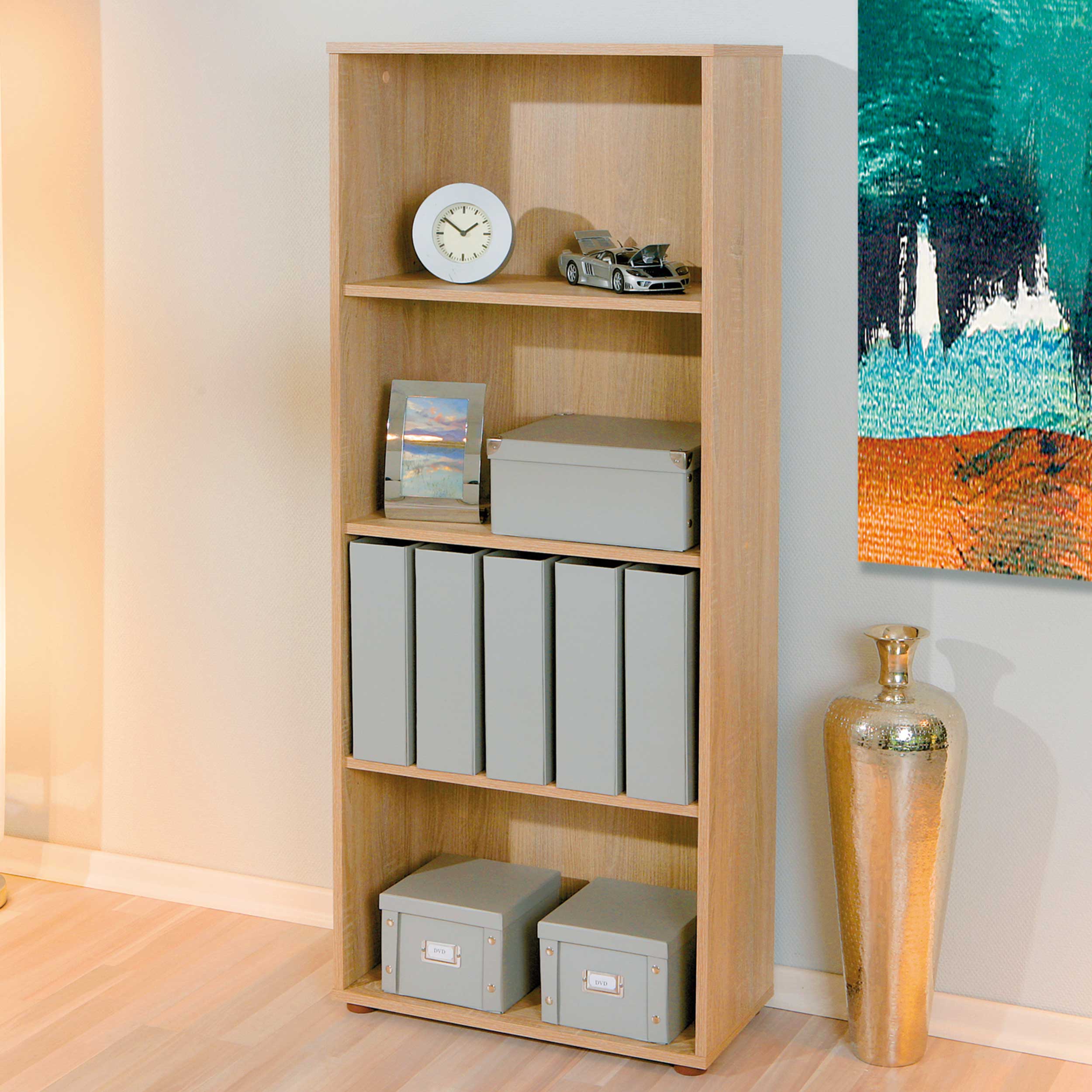 Bibliothèque Parini 4 compartiments - chêne