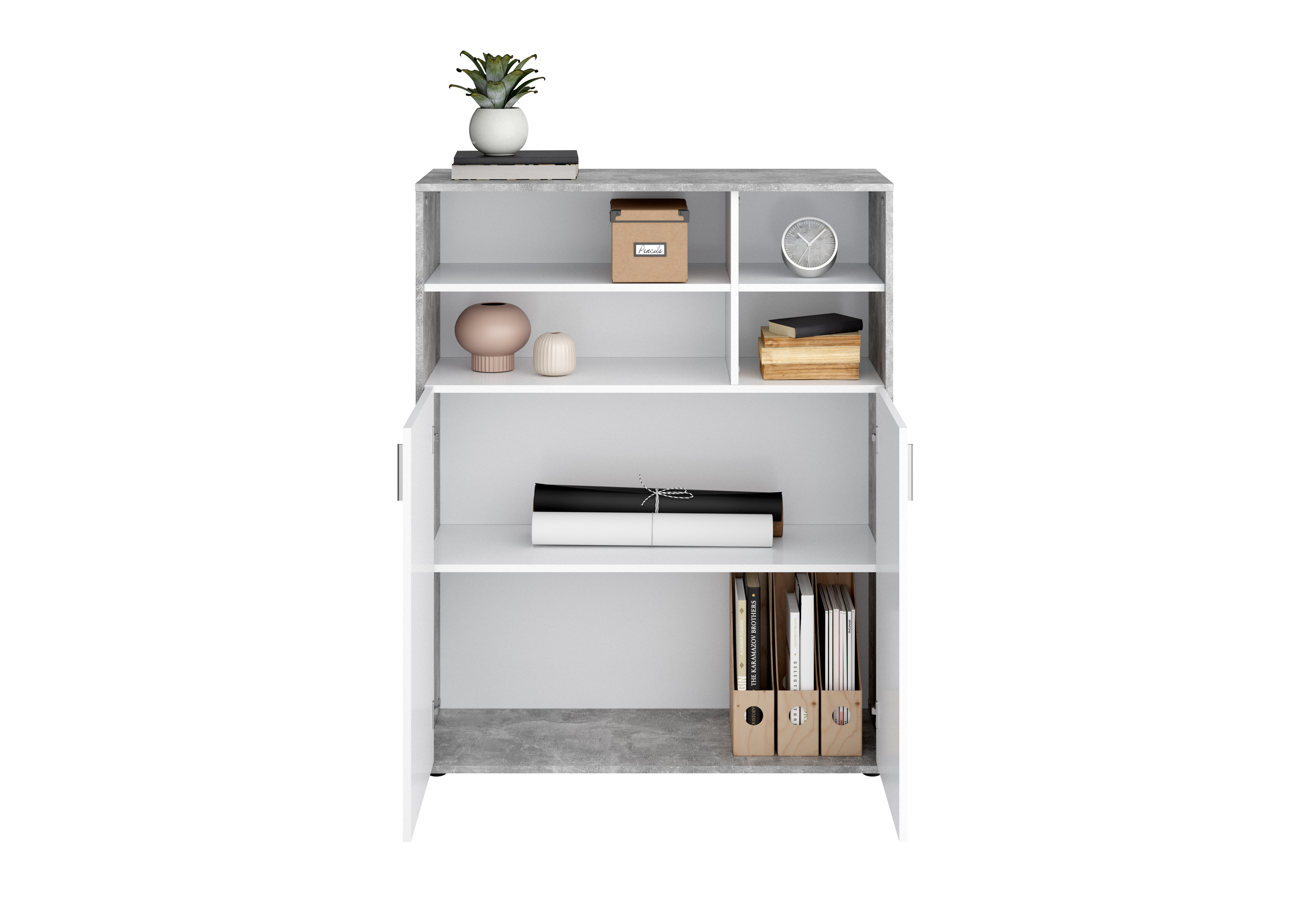 Bibliothèque Pjotr - béton/blanc - Image 4