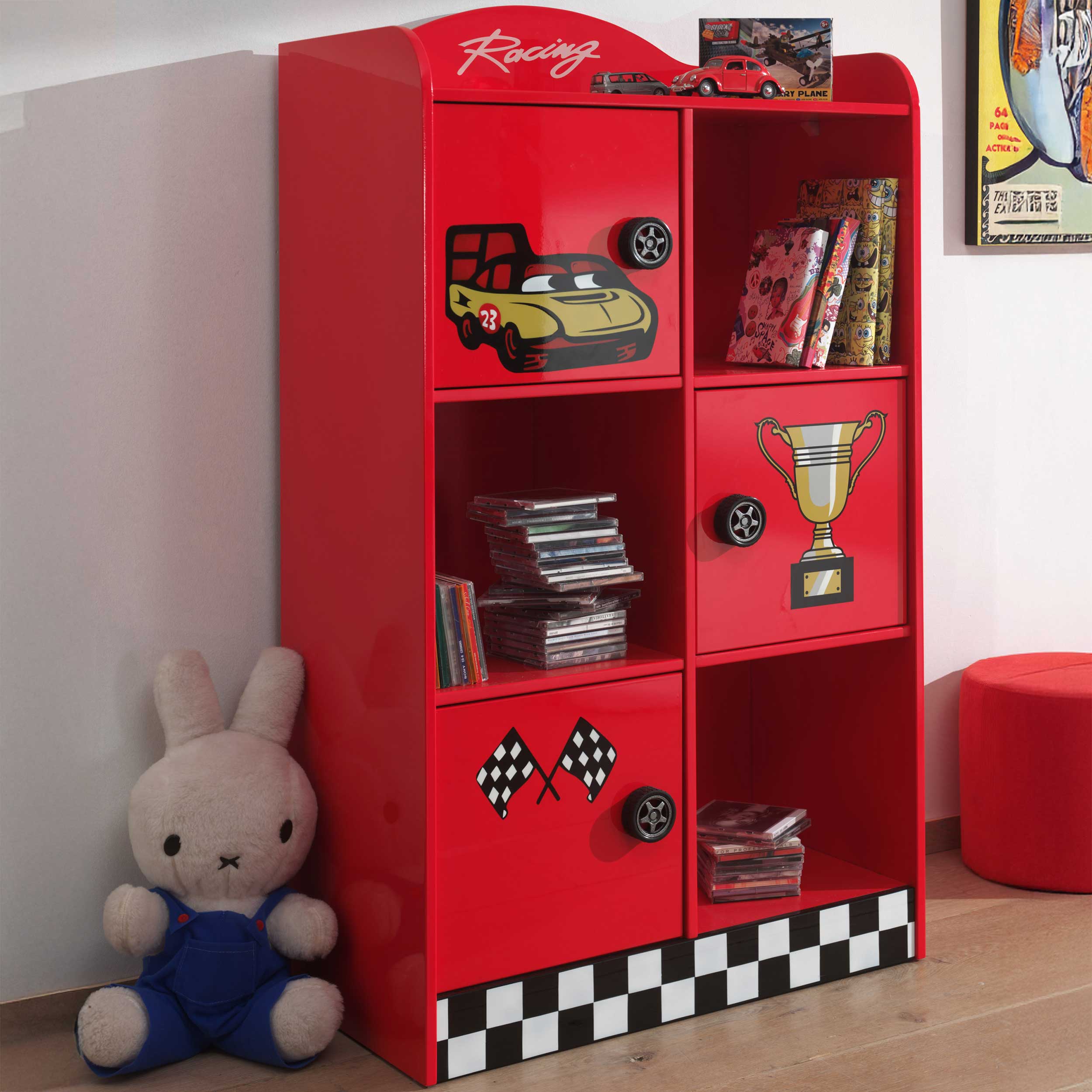 Bibliothèque pour lit voiture - rouge