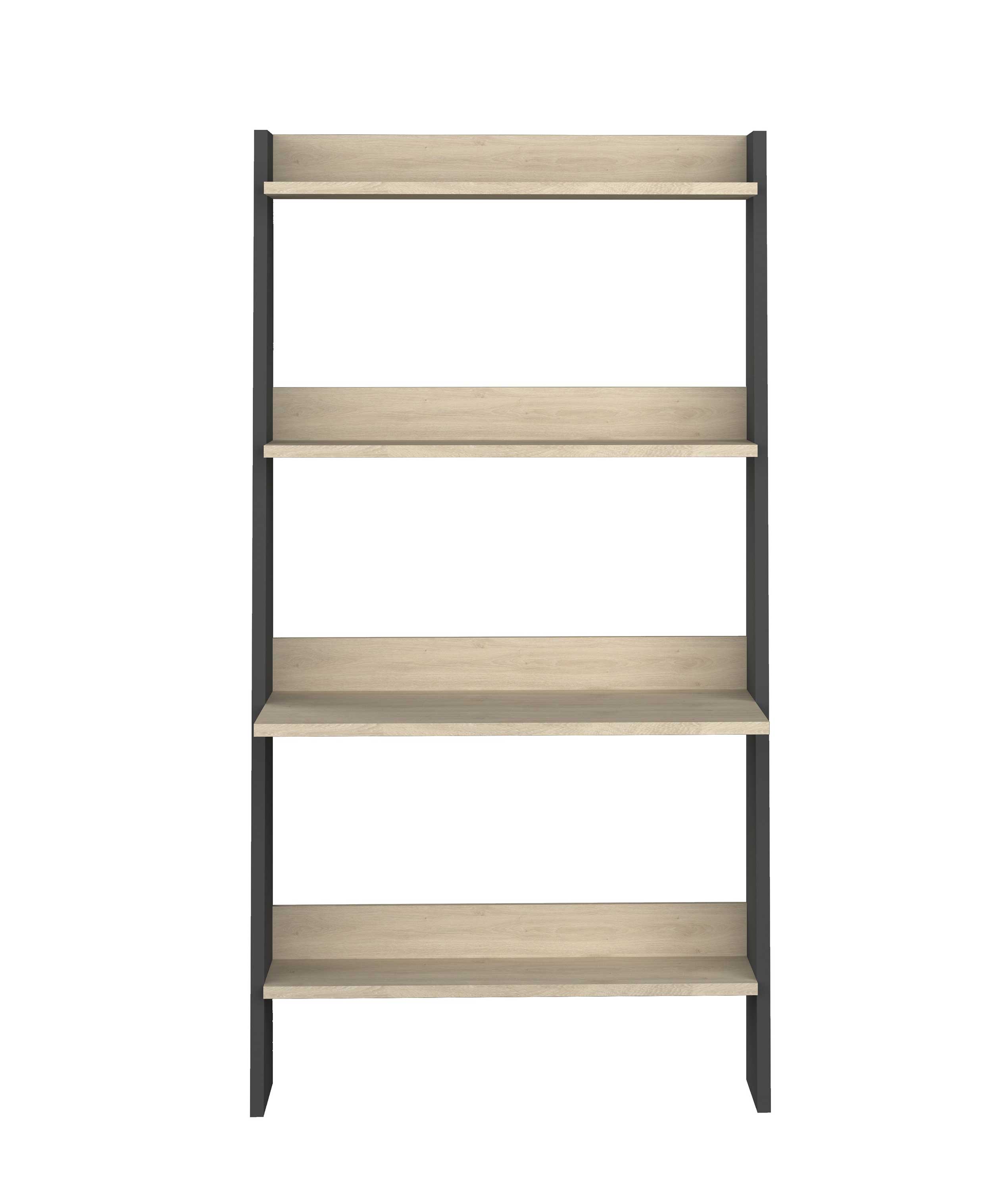 Bibliothèque Quinty avec table pour ordinateur 95cm 3 ètagères - décor en chêne/ gris - Image 3