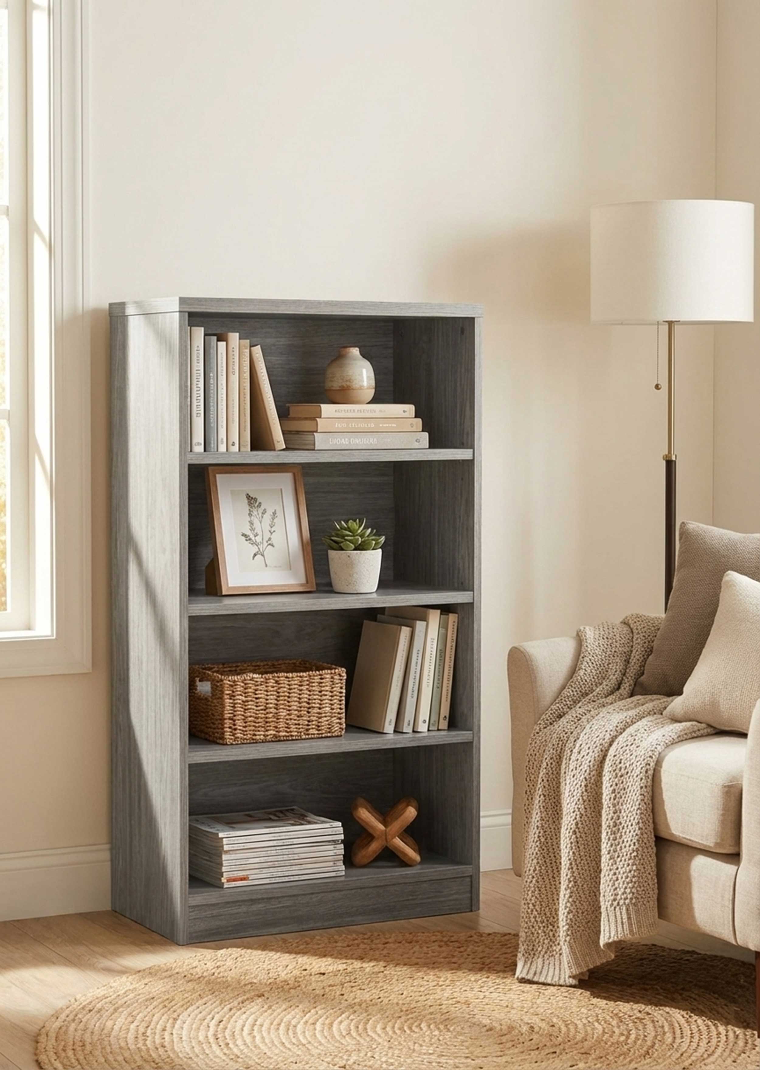 Bibliothèque Spacio 72cm à 3 tablettes - chêne gris - Image 3