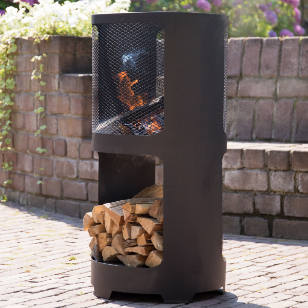 Brasero Buffy avec stockage du bois acier - noir - Image 3