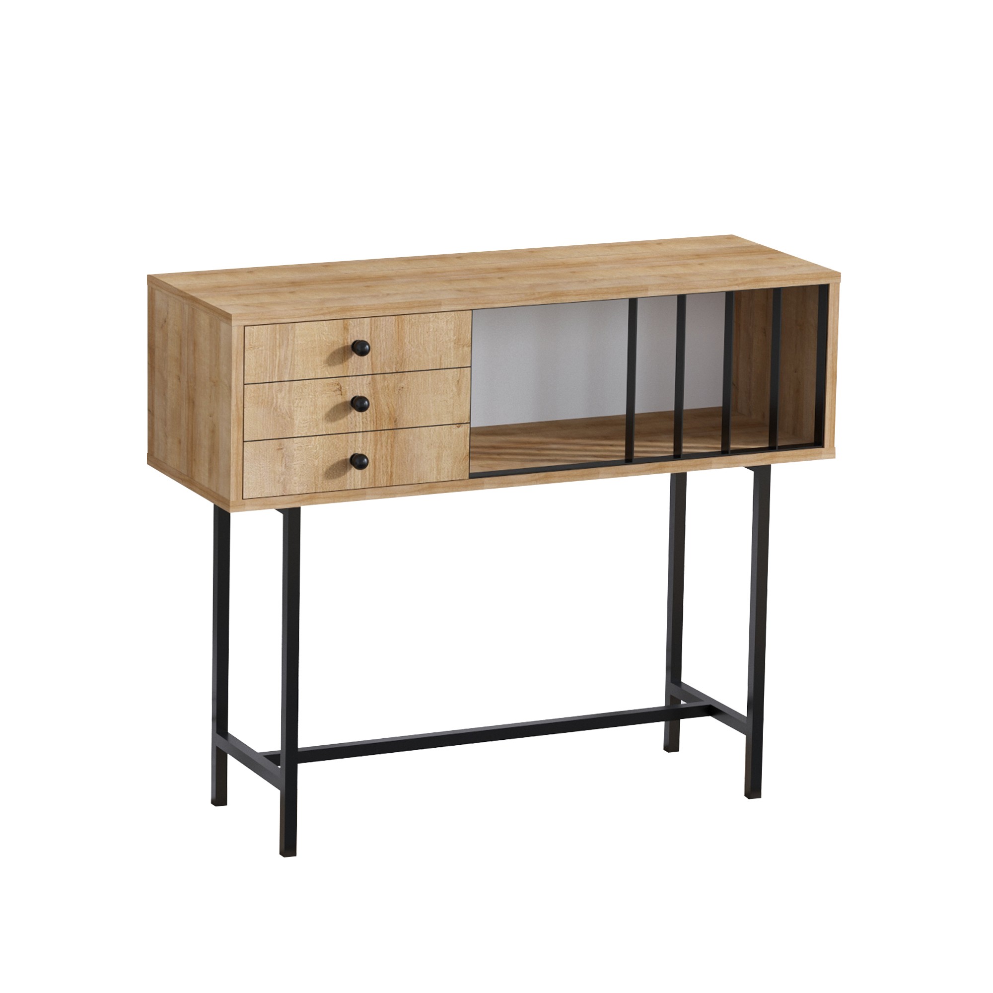 Buffet en chêne noir confortable et élégant | 100% mélaminé | 100x35x85cm - Image 4