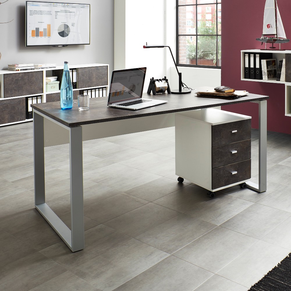 Bureau Aldo 158cm - gris/basalte - Image 1