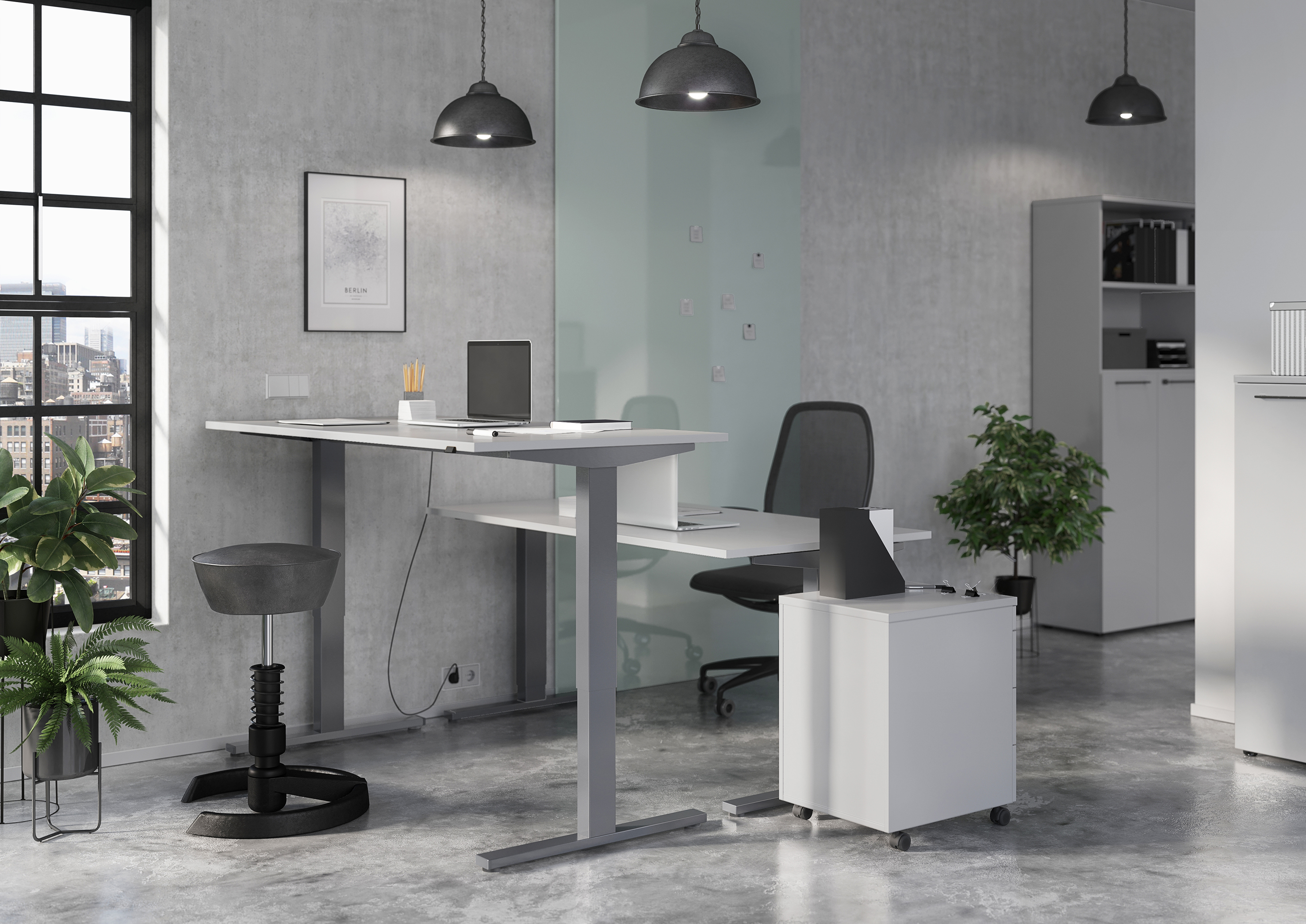 Bureau assis debout Oswald 180 cm électrique - gris clair/argent - Image 10