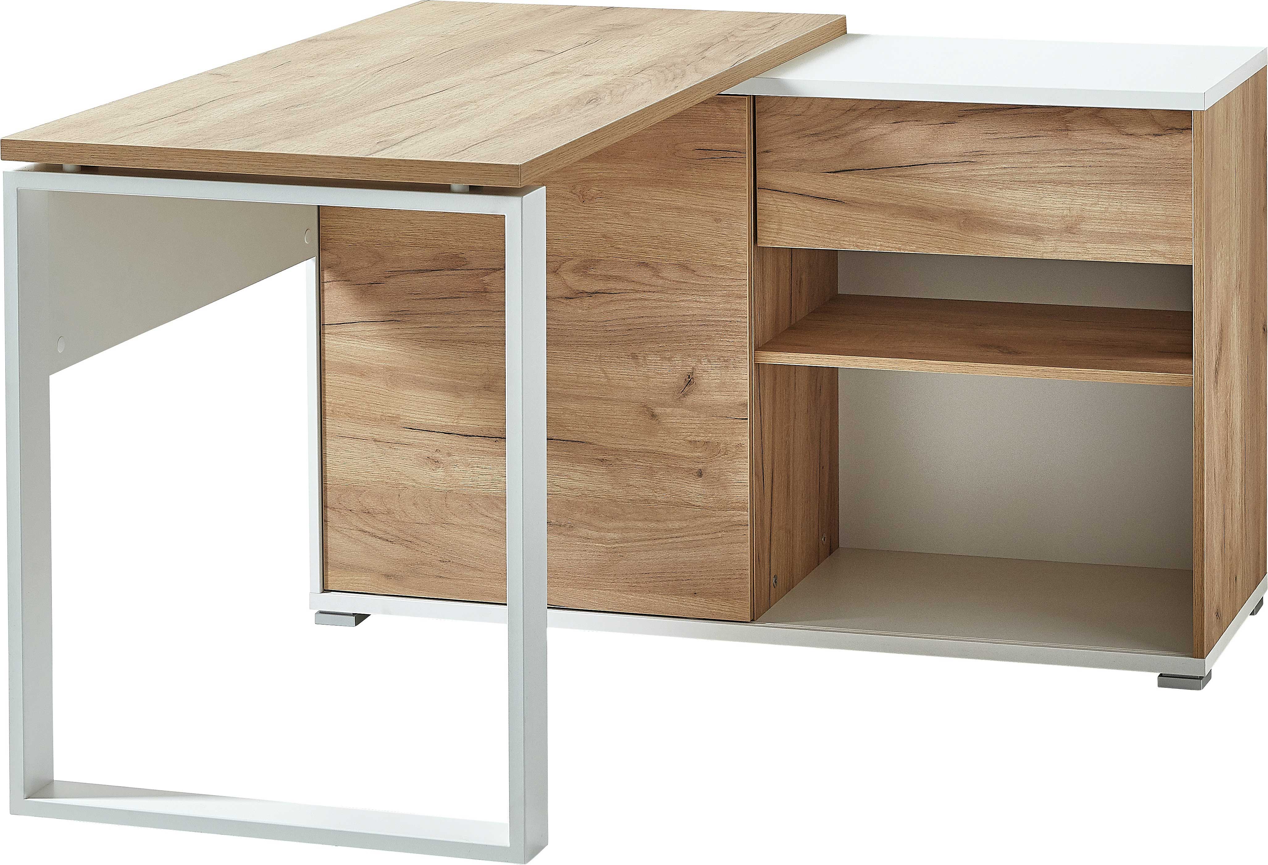Bureau d'angle Lloris 117x120cm - blanc/chêne - Image 6