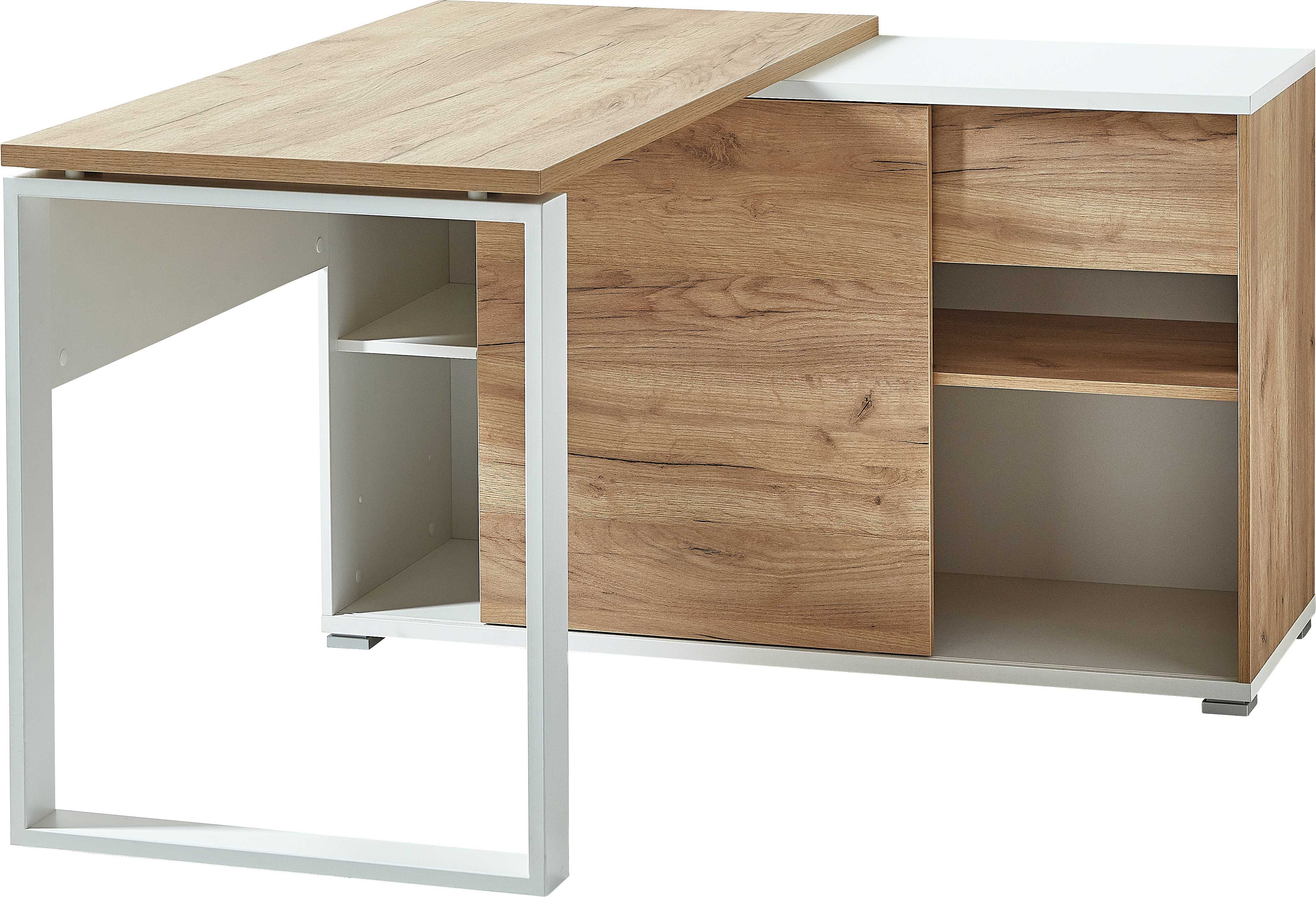 Bureau d'angle Lloris 117x120cm - blanc/chêne - Image 7