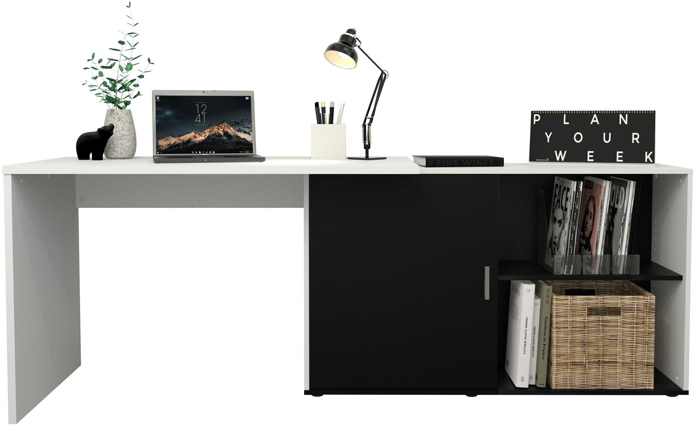 Bureau d'angle Vaiana - blanc/noir - Image 4