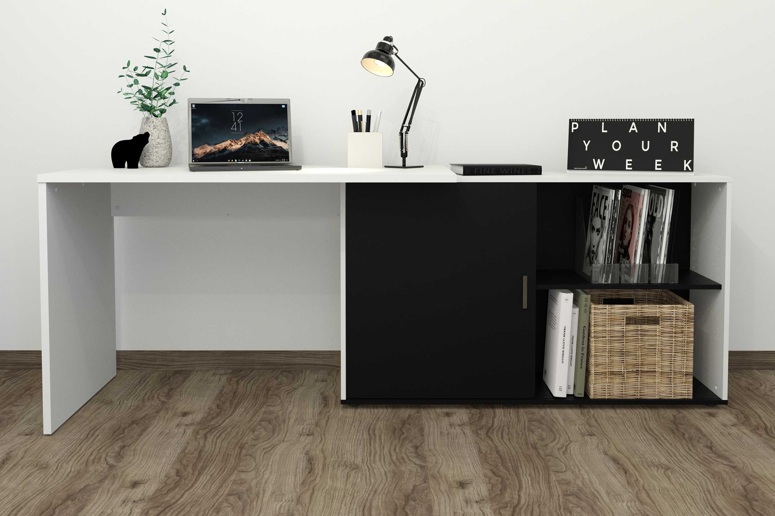 Bureau d'angle Vaiana - blanc/noir - Image 7