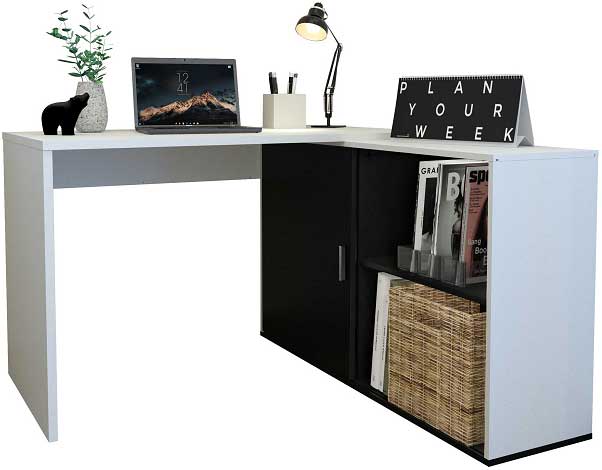 Bureau d'angle Vaiana - blanc/noir - Image 8