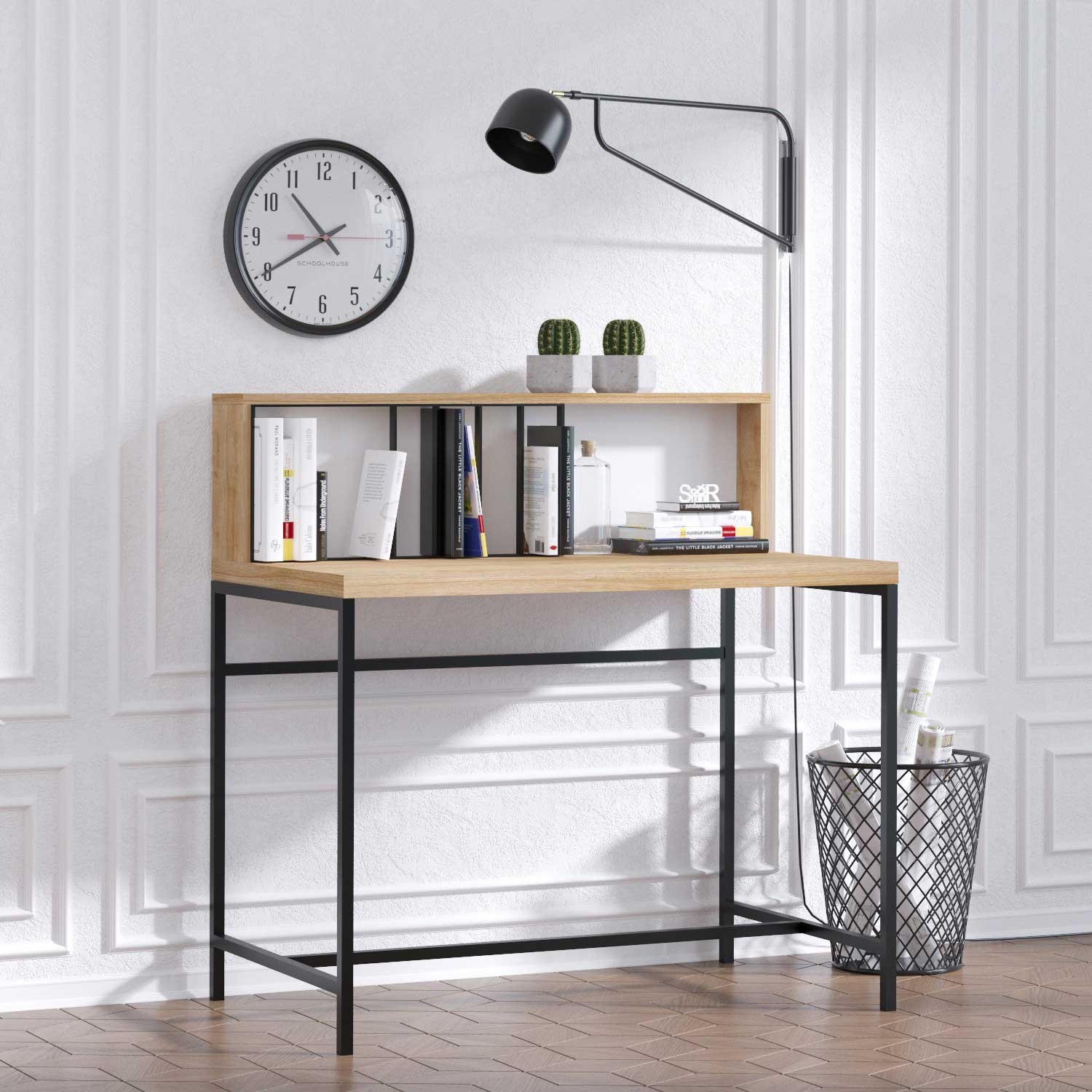 Bureau d'étude créatif avec étagères | Chêne Noir - Image 3