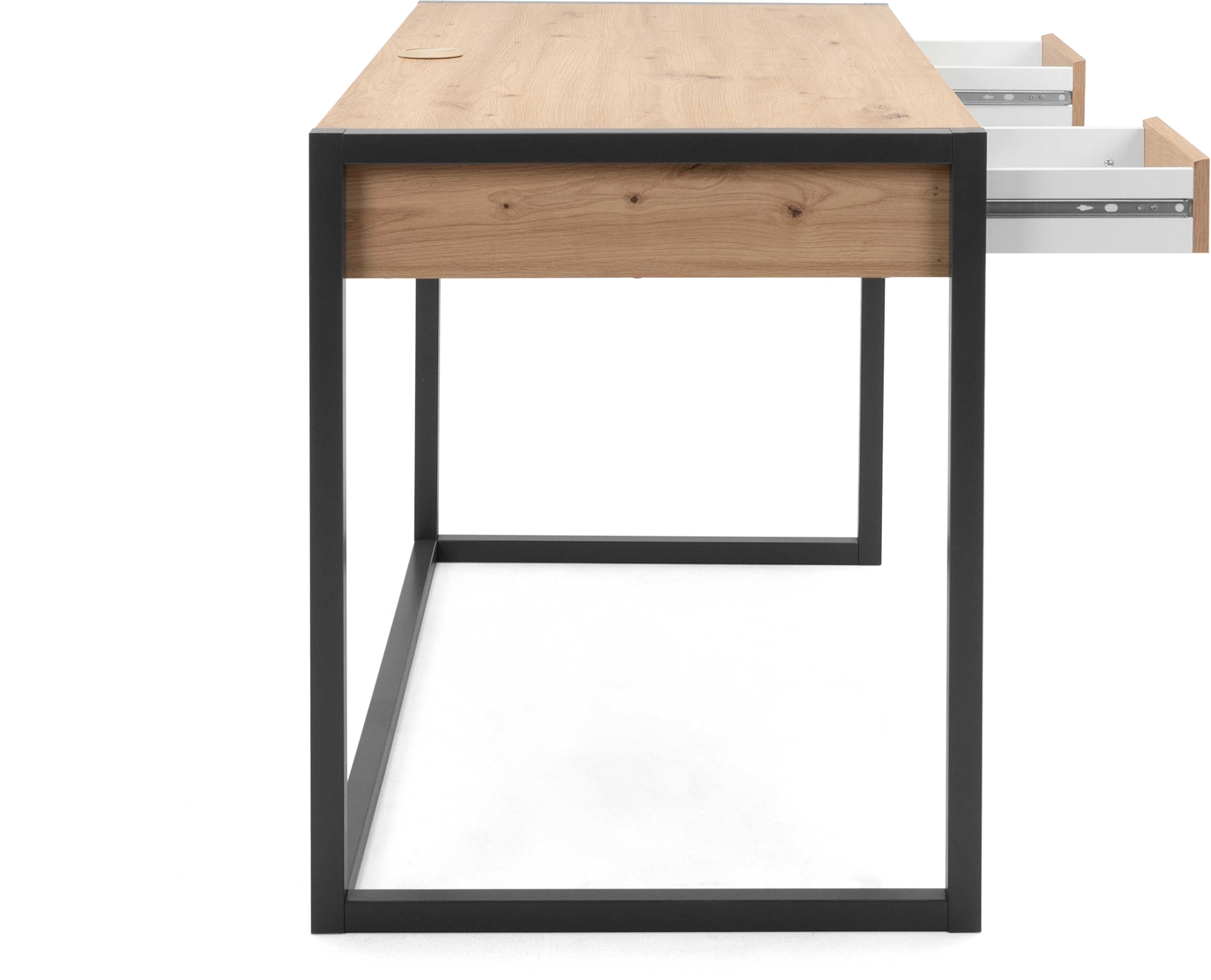 Bureau Damon 120cm 2 tiroirs - chêne/anthracite - Image 3