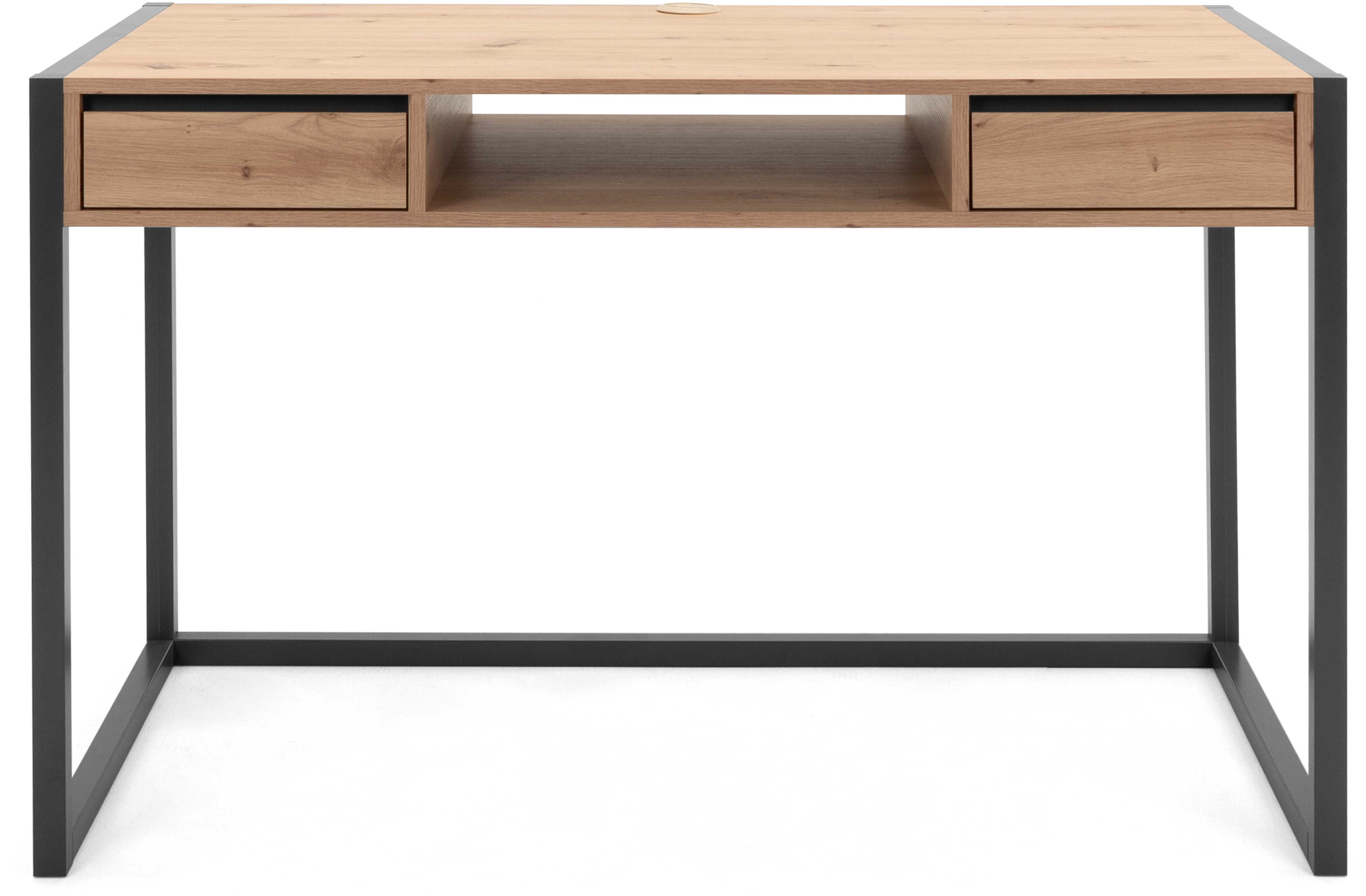 Bureau Damon 120cm 2 tiroirs - chêne/anthracite - Image 7