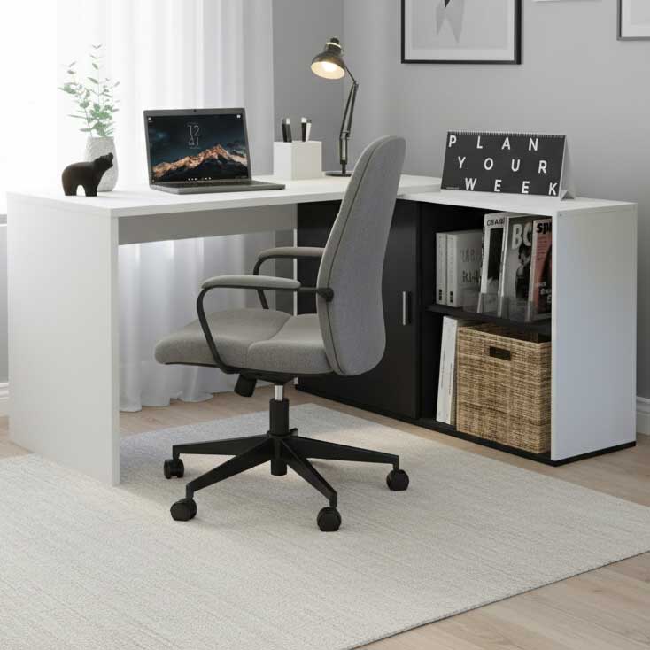 Bureau d'angle Vaiana - blanc/noir