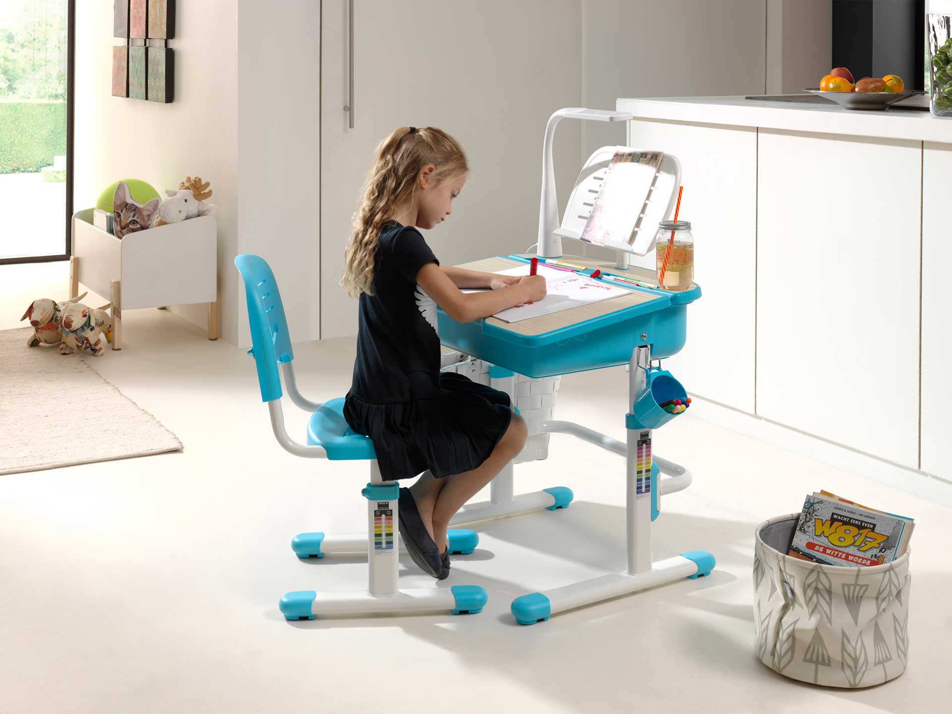 Bureau enfant Comfortline 301 avec plateau inclinable - bleu - Image 8
