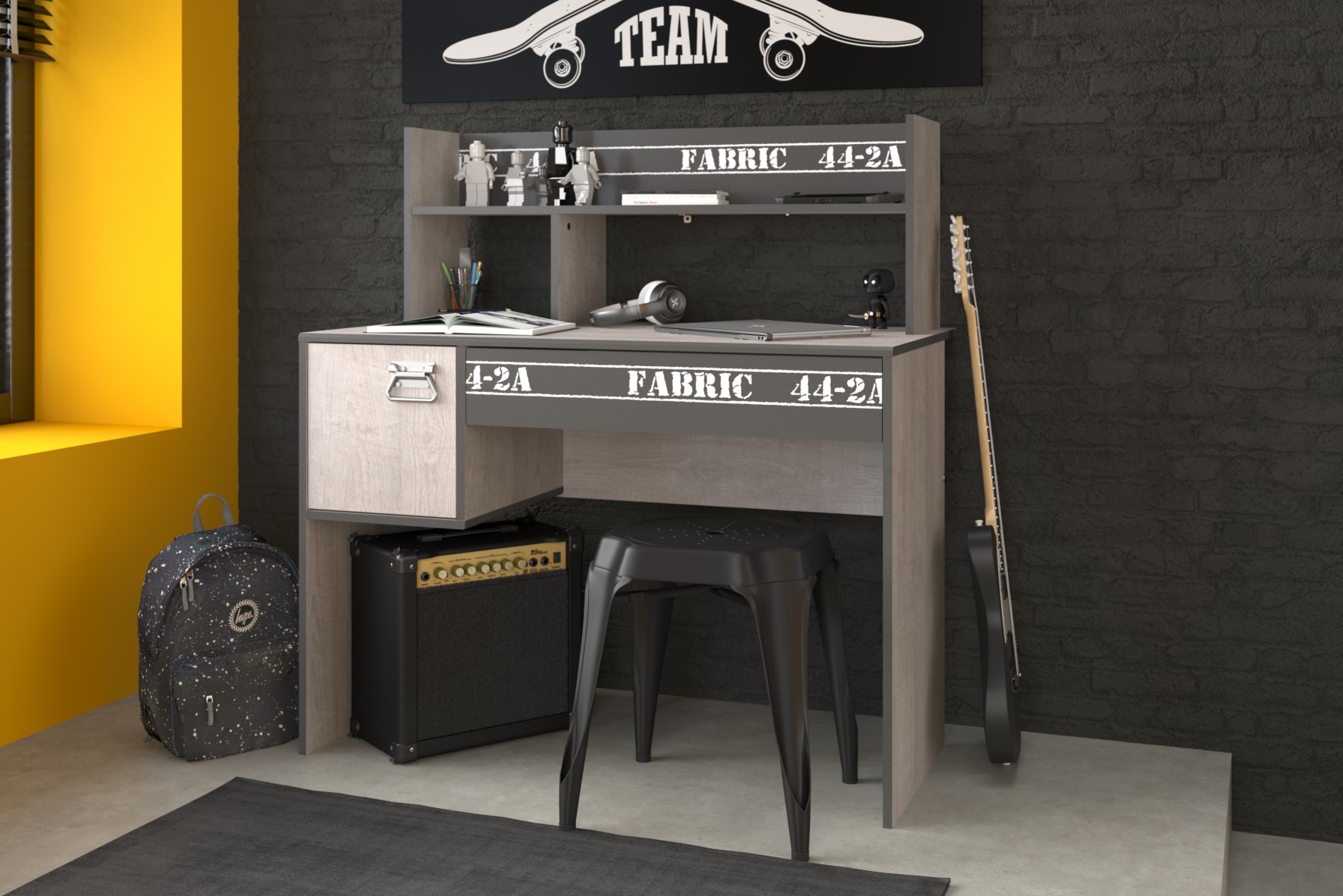 Bureau enfant Fabien Industriel - gris - Image 3
